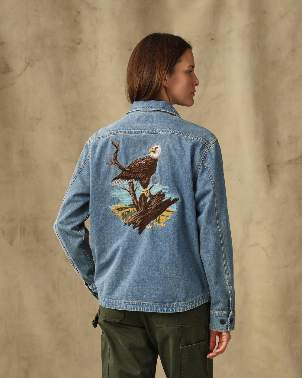 Women's Embroidered Denim Shirt - Vintage Indigo