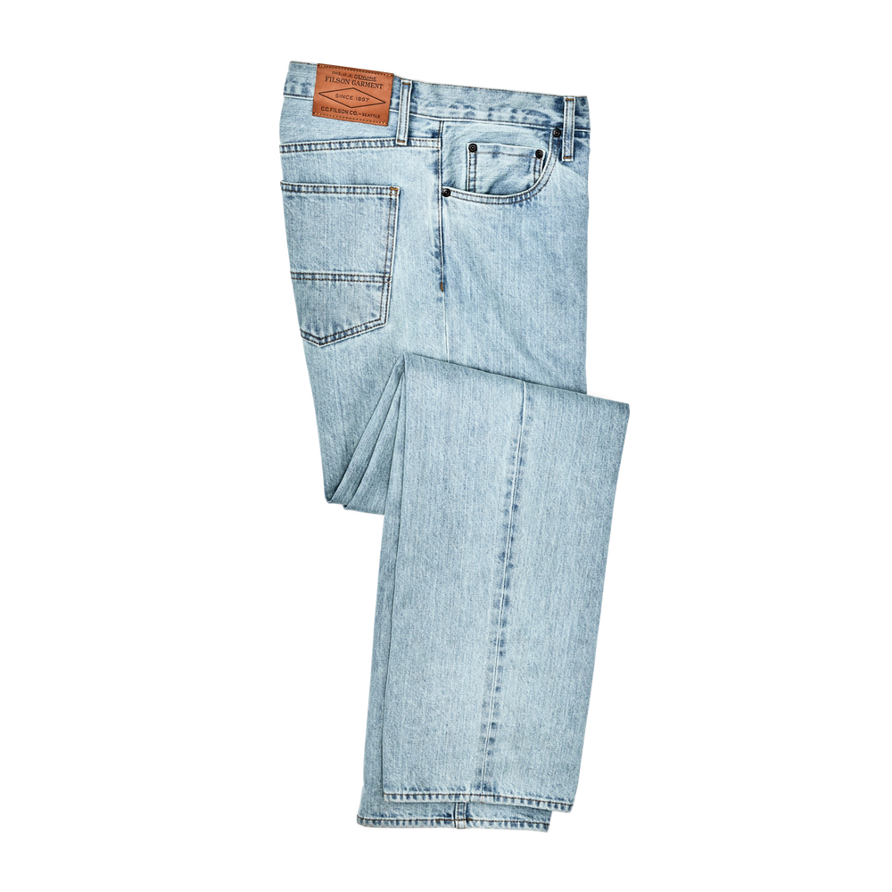 Front-facing image of the Filson Husky Jeans - Light Indigo