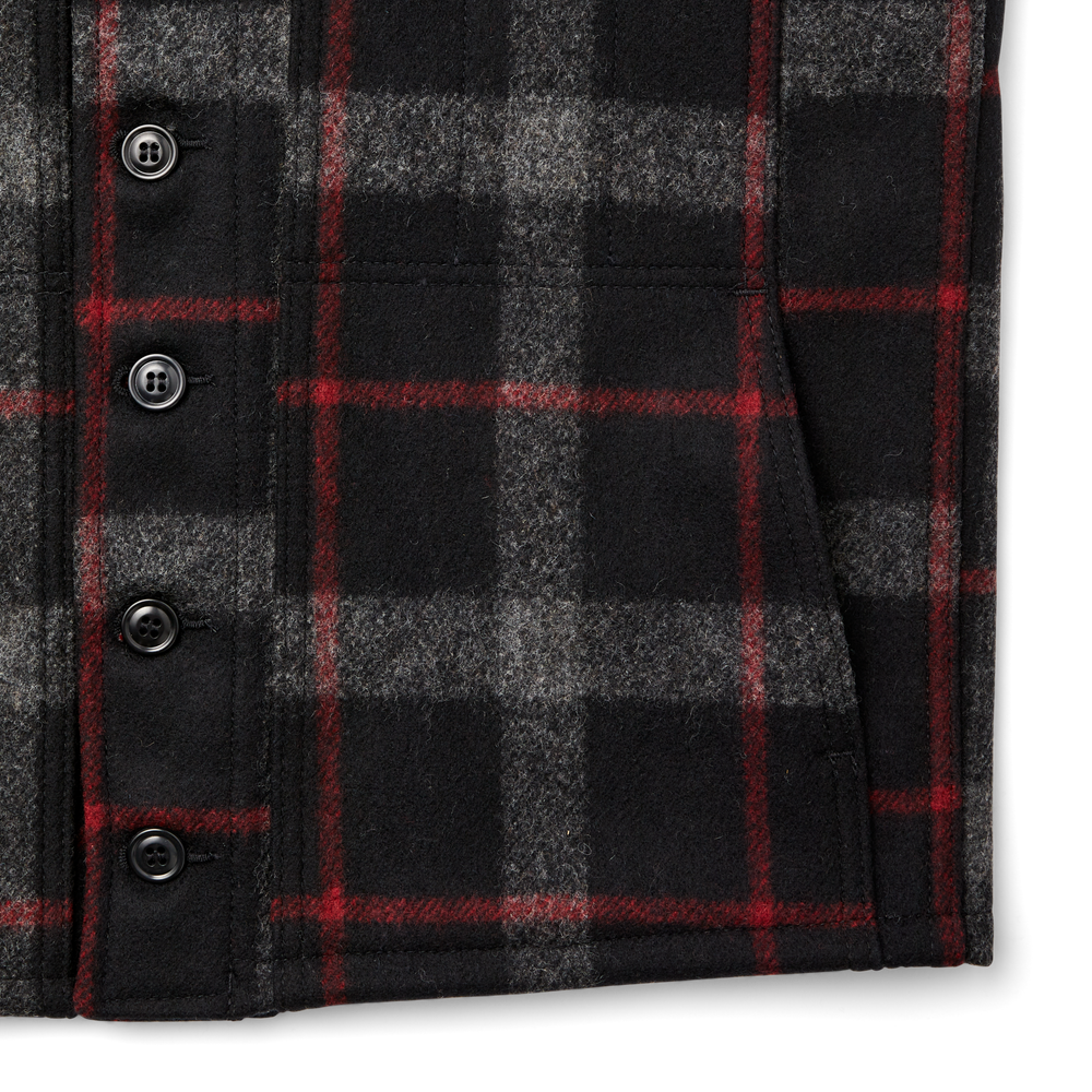 Alternate view of the Filson Mackinaw Wool Vest - Gray / Black / Red / Plaid