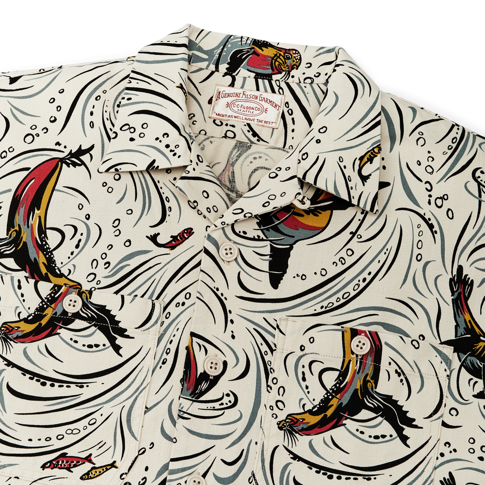 Alternate view of the Filson Rustic Short Sleeve Camp Shirt - Seal / Natural