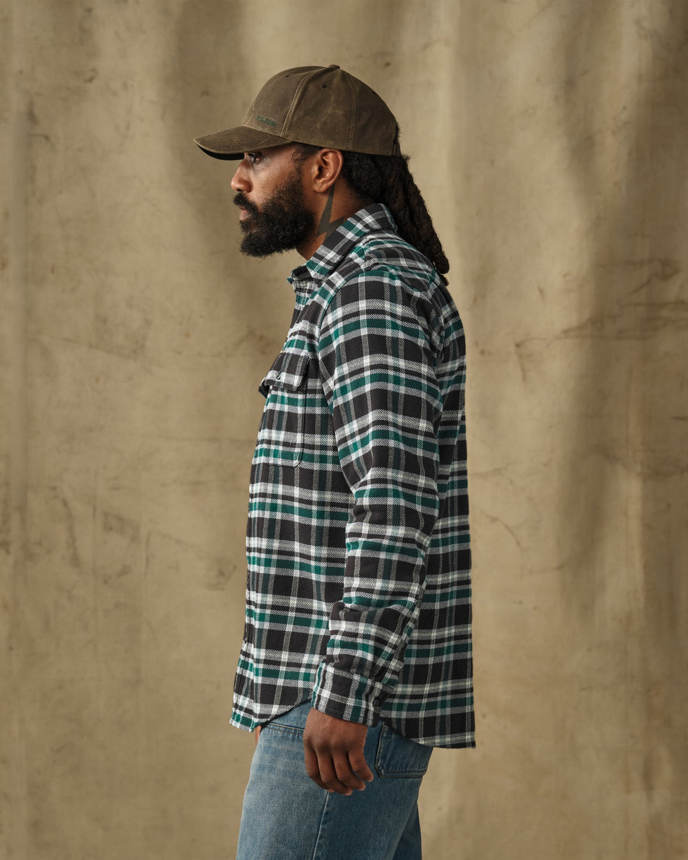 Vintage Flannel Work Shirt - Black / Green Plaid