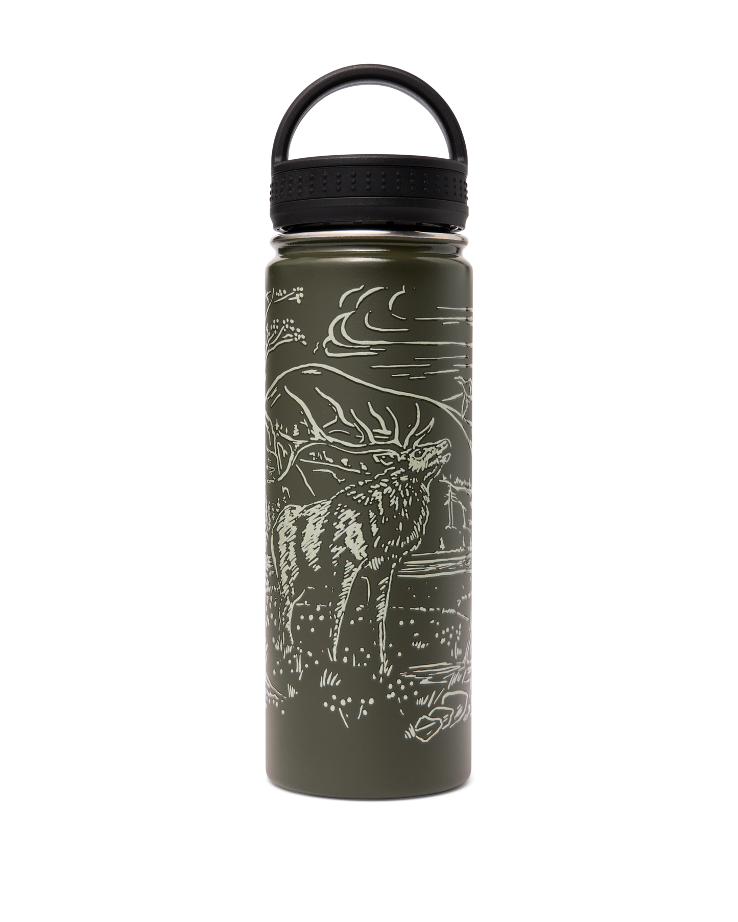 Insulated Water Bottle - Green / Wildlife