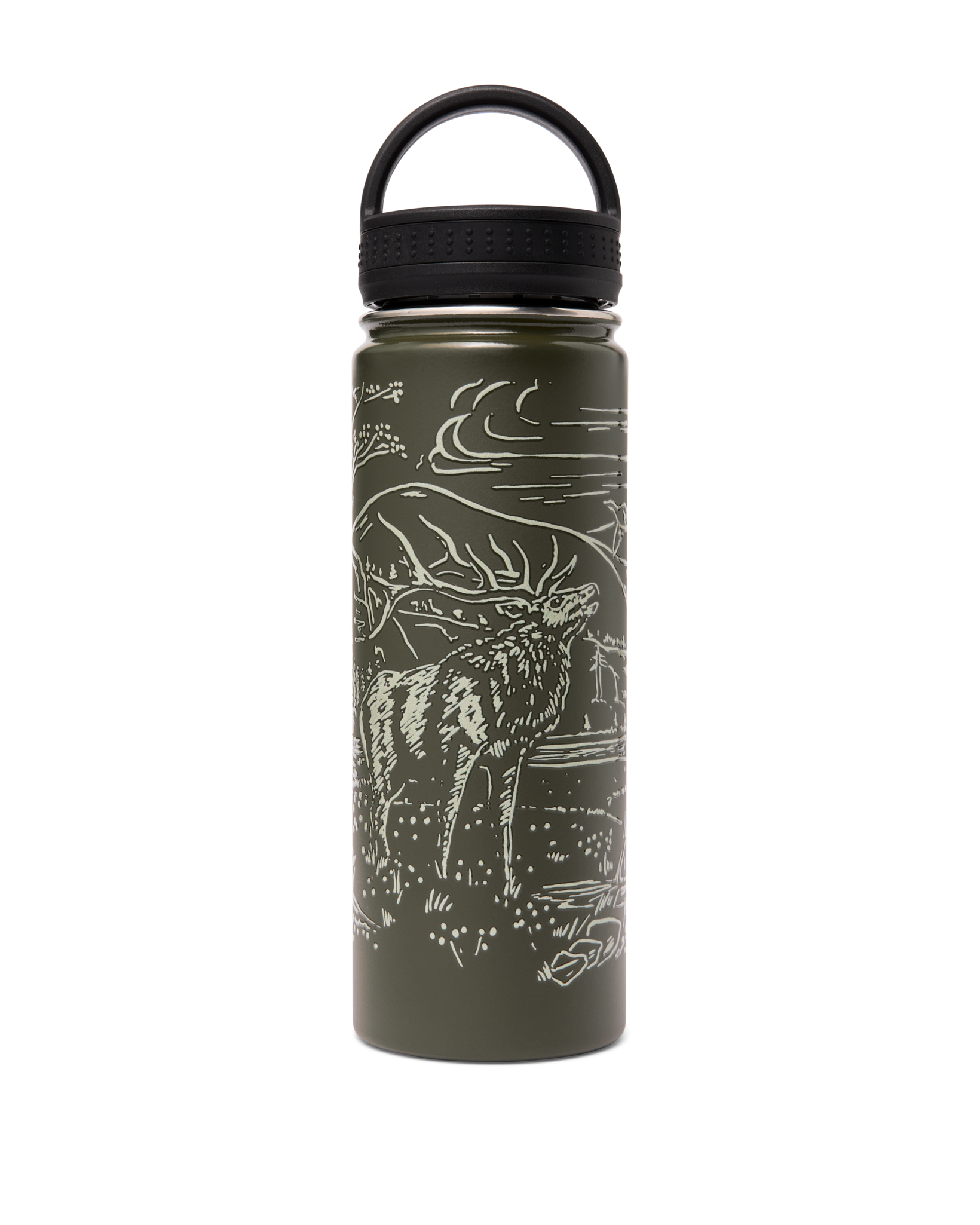 Insulated Water Bottle - Green / Wildlife