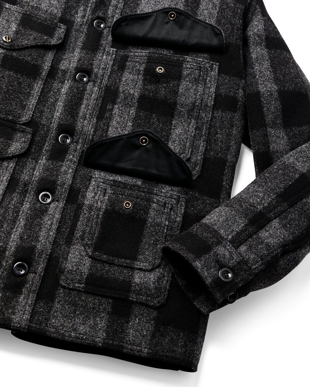 1940s Mackinaw Wool Cruiser Jacket - Charcoal / Black Heritage