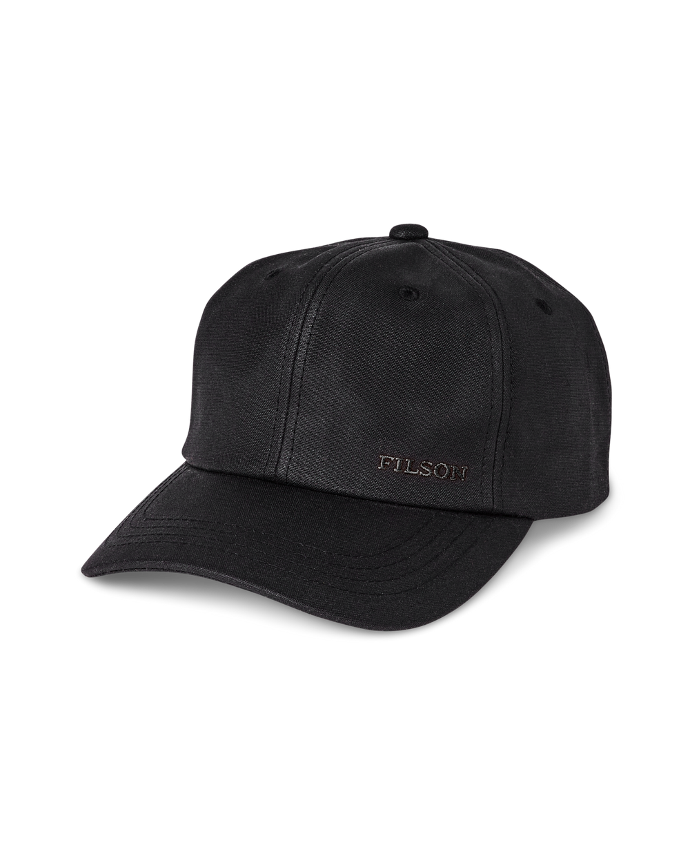 Front-facing image of the Filson Waxed Low-profile Logger Cap - Black
