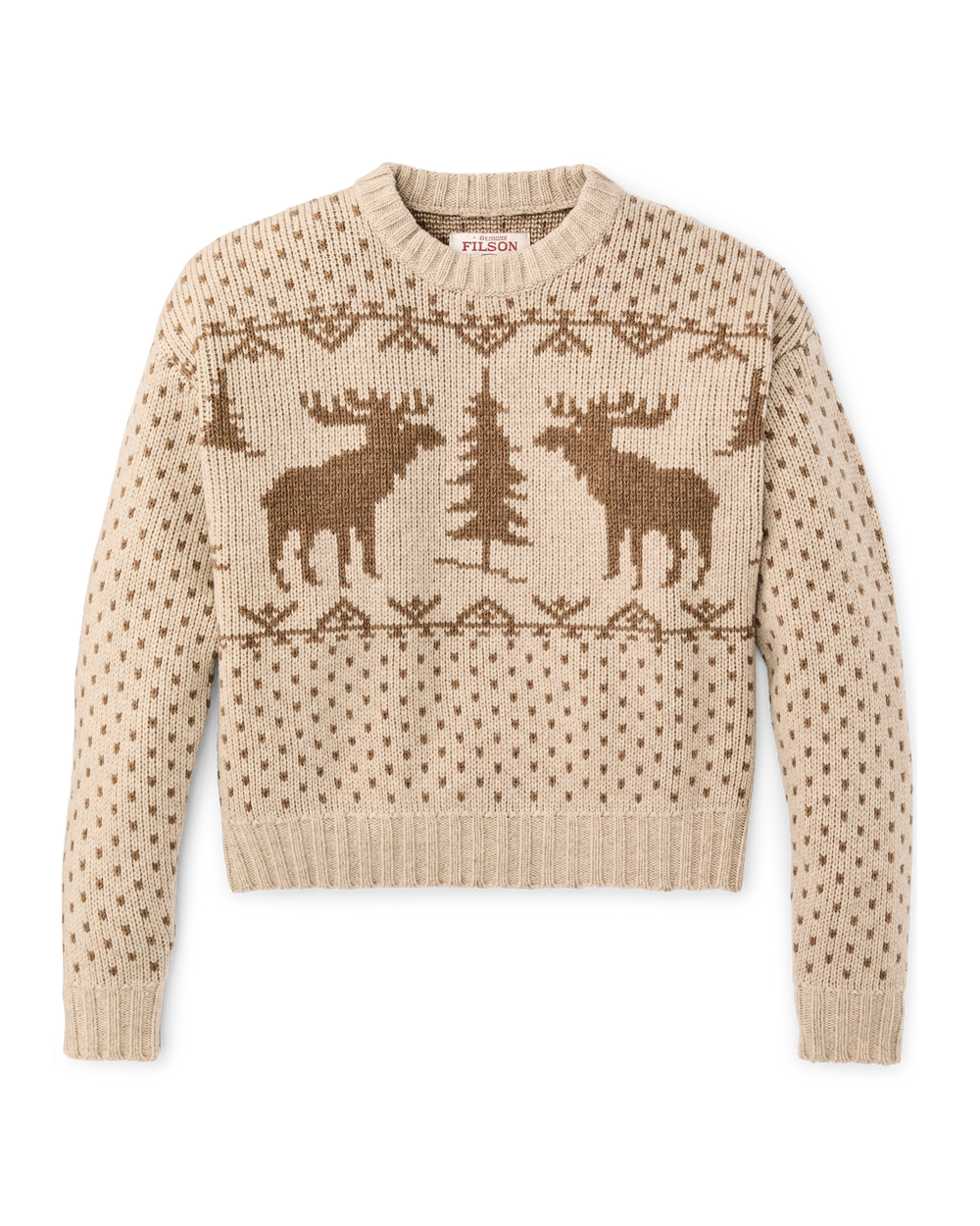 Women's Wildlife Wool Sweater - Cream / Brown