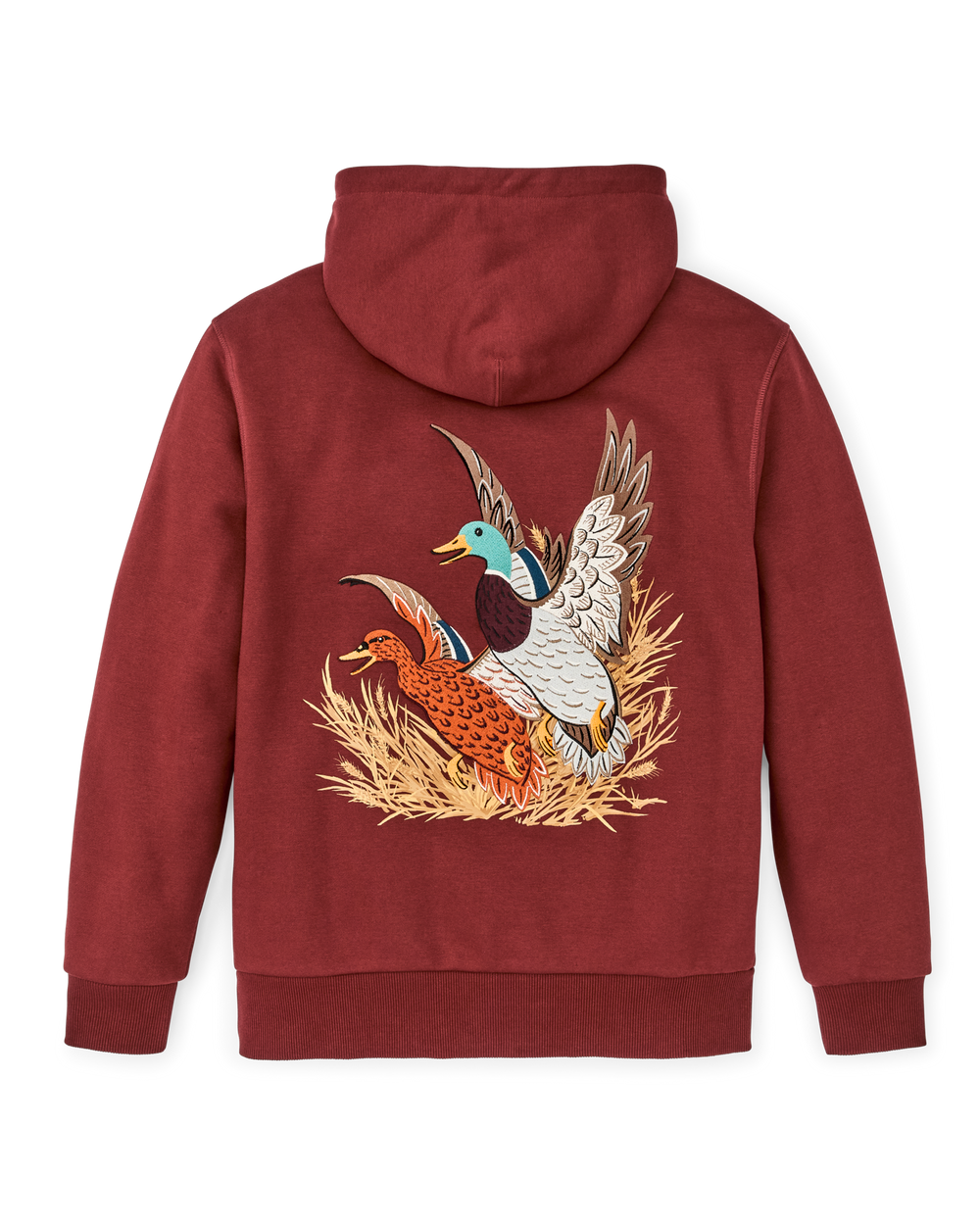 Alternate view of the Filson Prospector Embroidered Hoodie - Fired Brick / Ducks