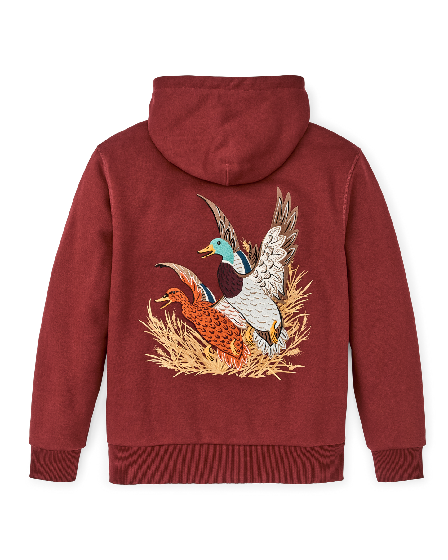 Alternate view of the Filson Prospector Embroidered Hoodie - Fired Brick / Ducks