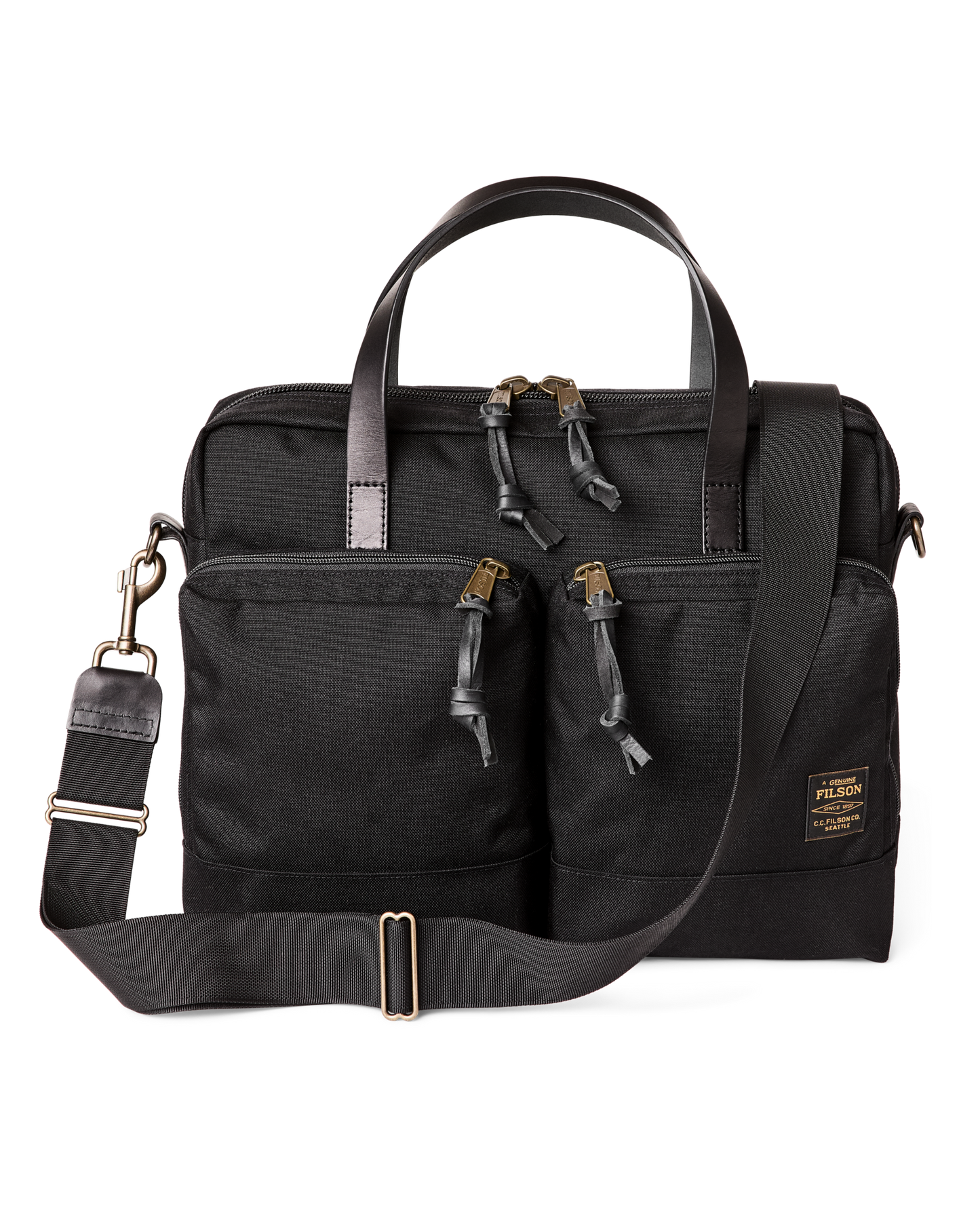 Front-facing image of the Filson Dryden Briefcase - Black