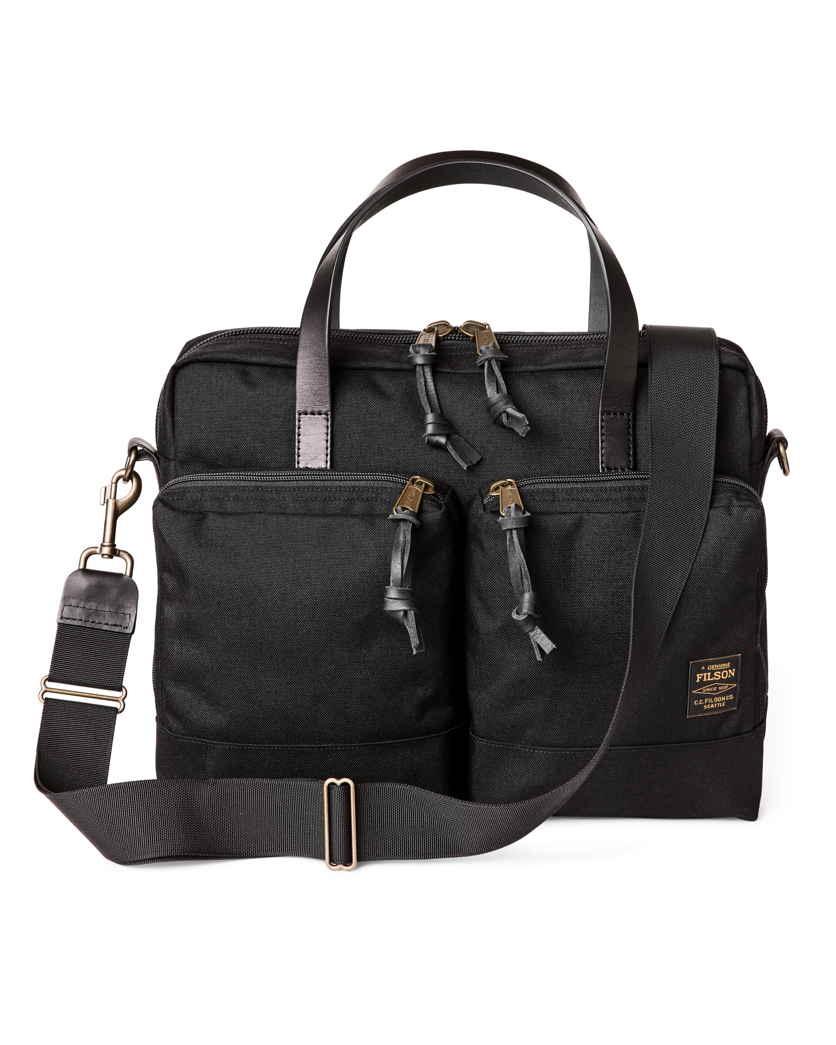 Front-facing image of the Filson Dryden Briefcase - Black