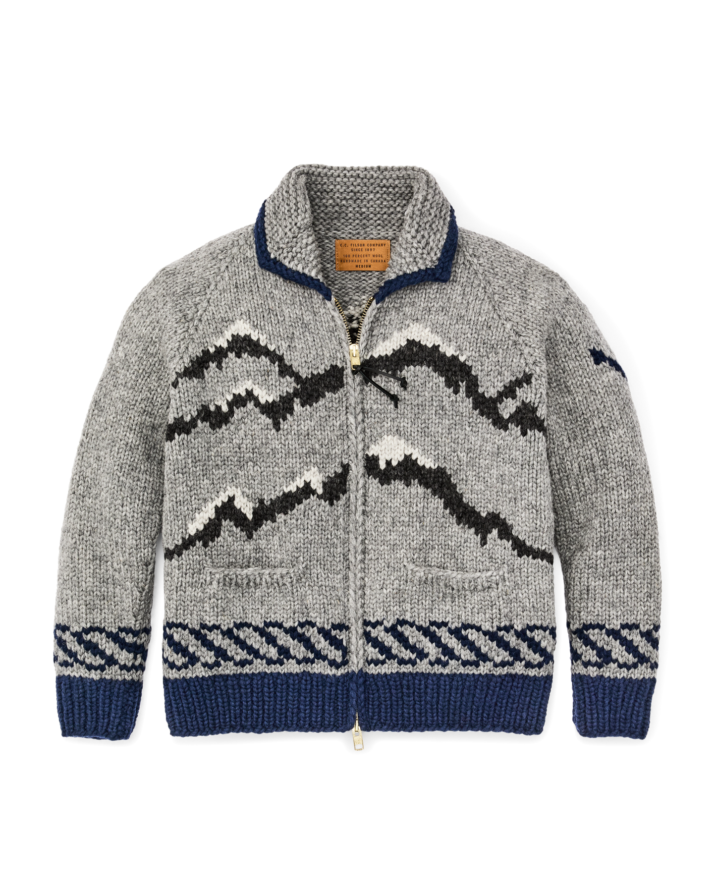 Handmade Full-zip Sweater - Heather Gray / Fishing Boat