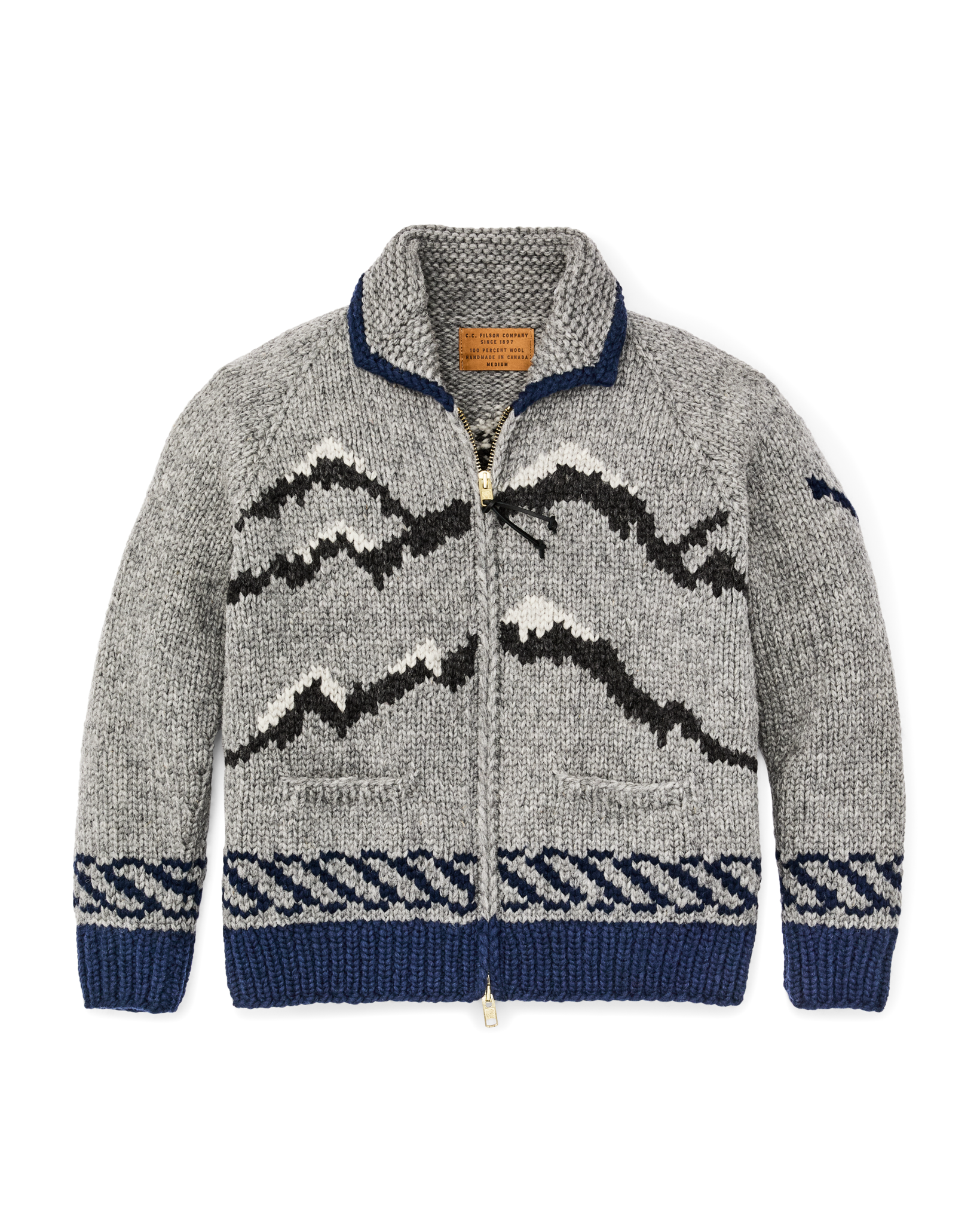 Handmade Full-zip Sweater - Heather Gray / Fishing Boat