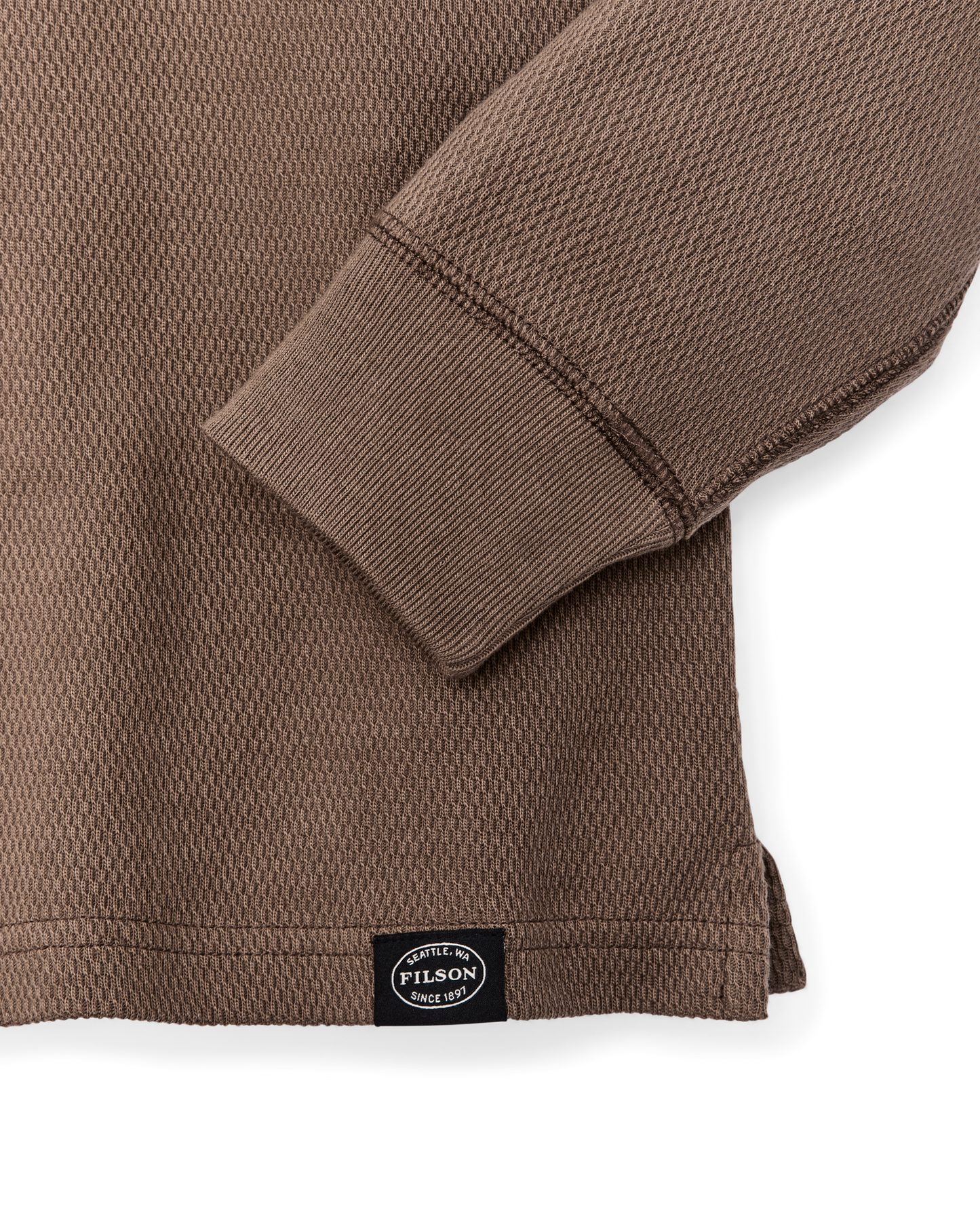 Waffle Knit Thermal Crewneck - Brown