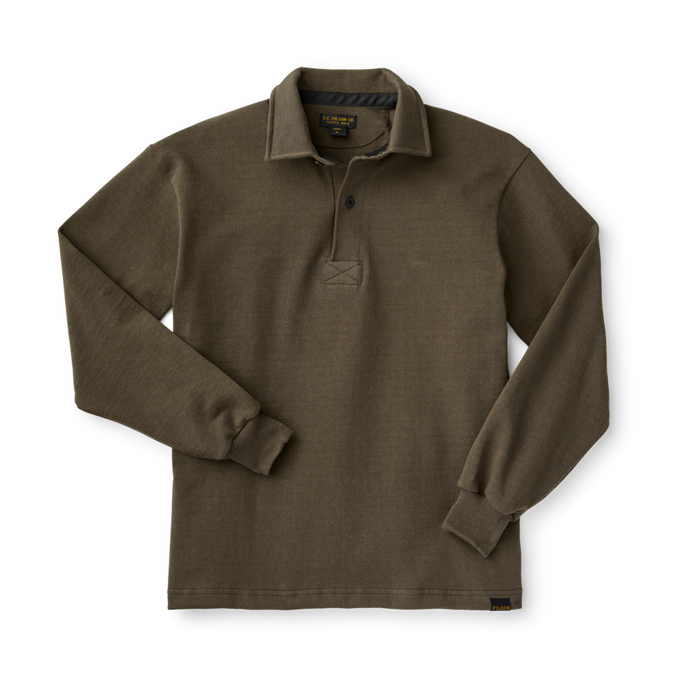 Front-facing image of the Filson Pro Rugby Shirt - Dark Moss