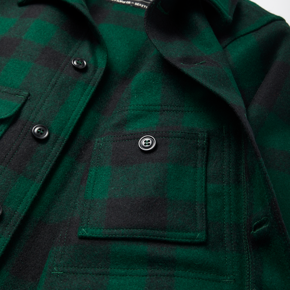Alternate view of the Filson Mackinaw Wool Cruiser Jacket - Green / Black Plaid