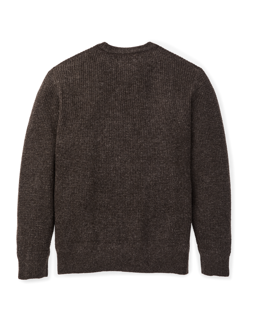 Waffle Knit Merino Wool Sweater - Dark Brown Heather