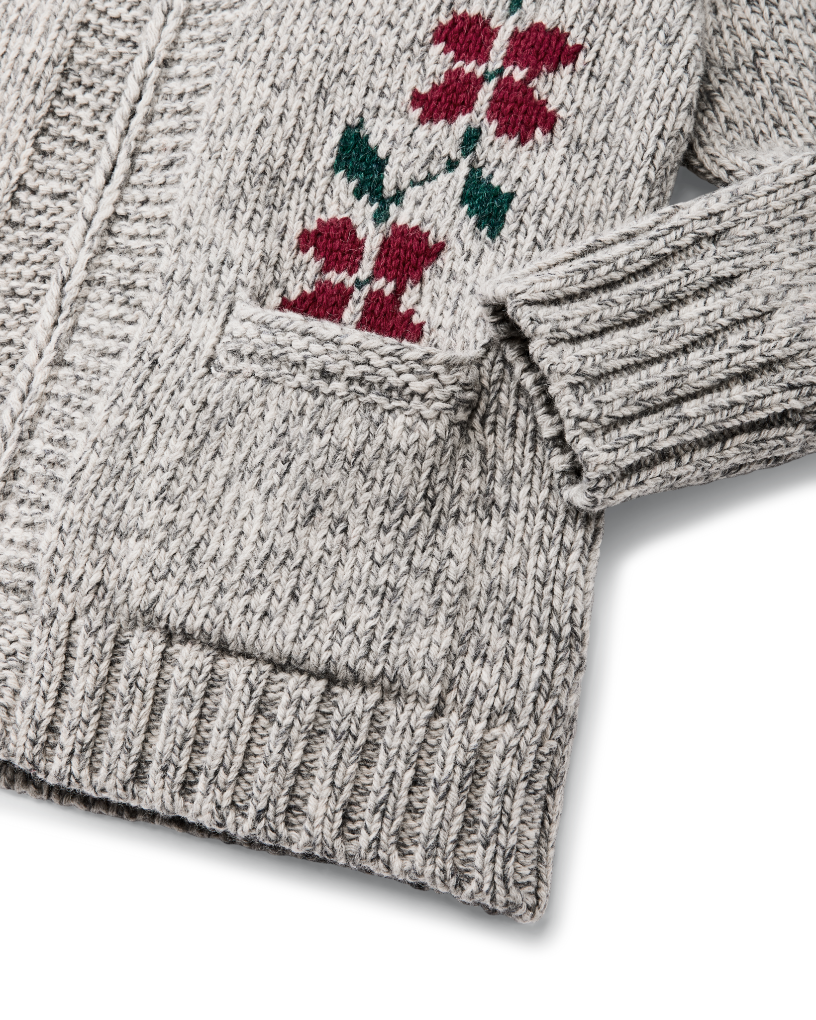 Women's Zippered Wool Sweater - Gray / Flower