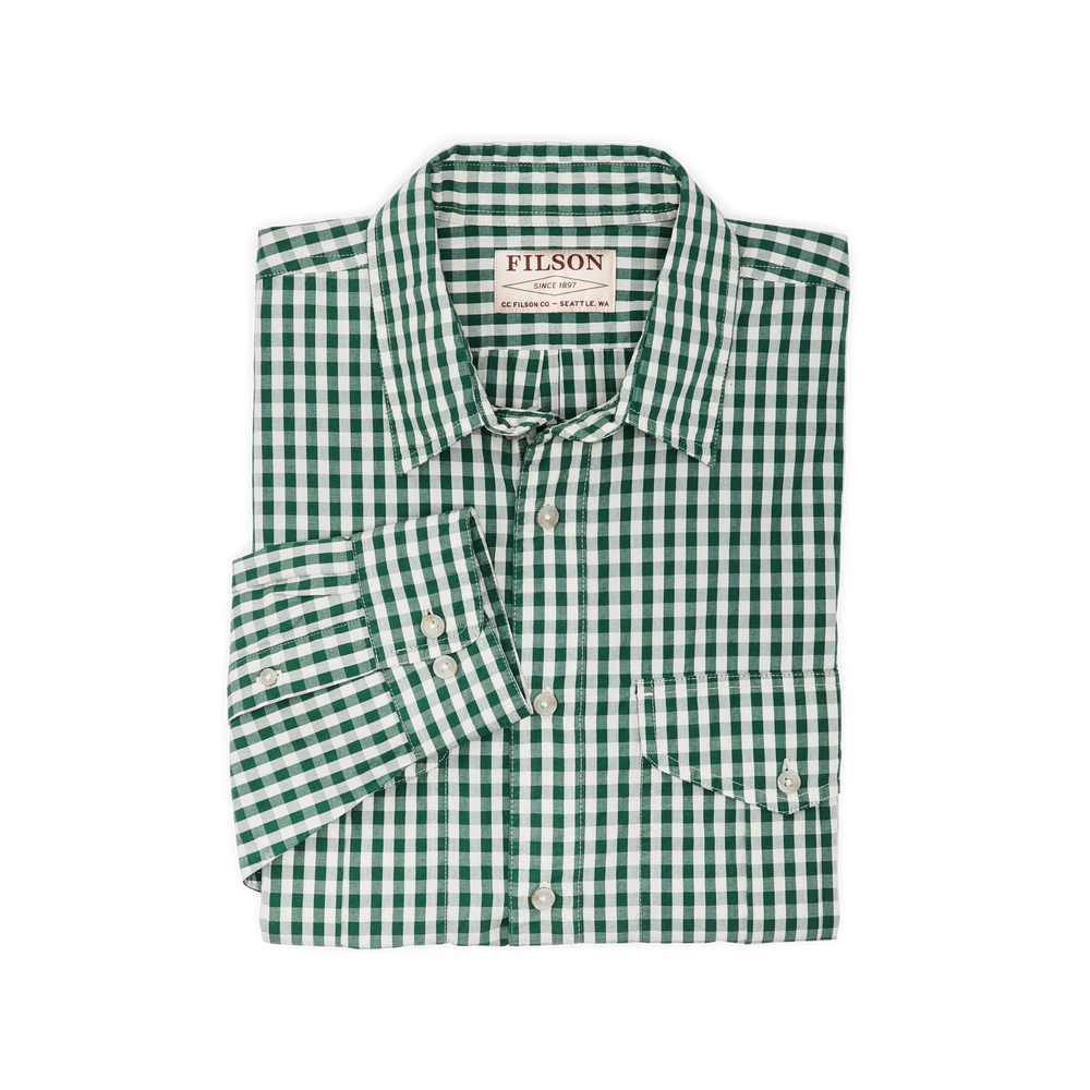 Alternate view of the Filson Filson's Washed Feather Cloth Shirt - Silver Pine Check