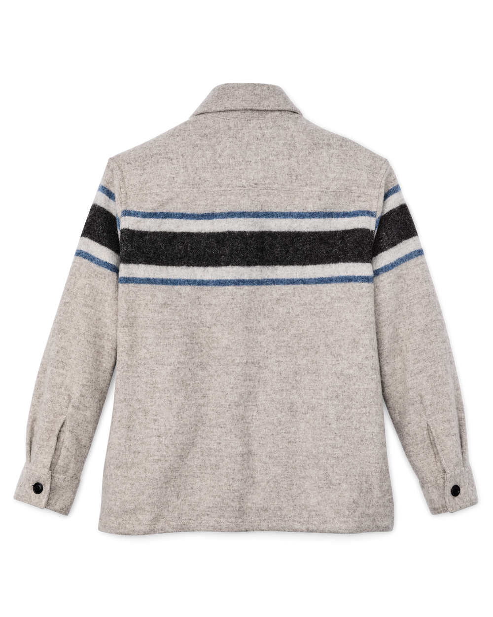 Women's Wool Overshirt - Gray / Black Blanket Stripe