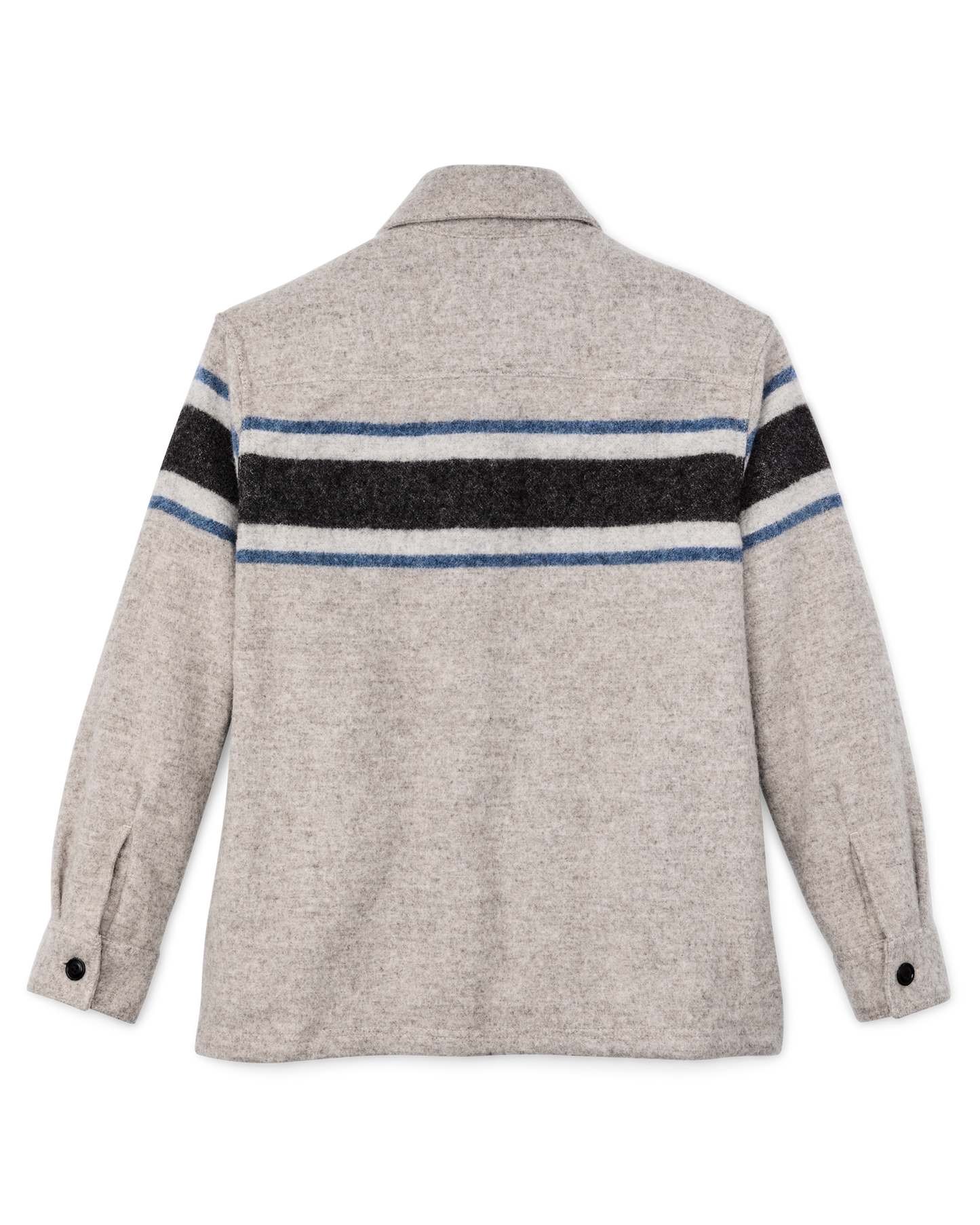 Women's Wool Overshirt - Gray / Black Blanket Stripe