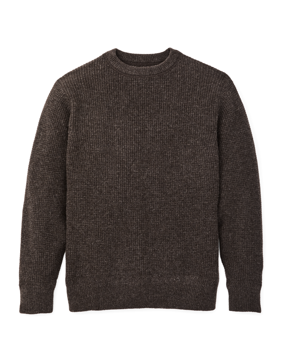 Waffle Knit Merino Wool Sweater - Dark Brown Heather