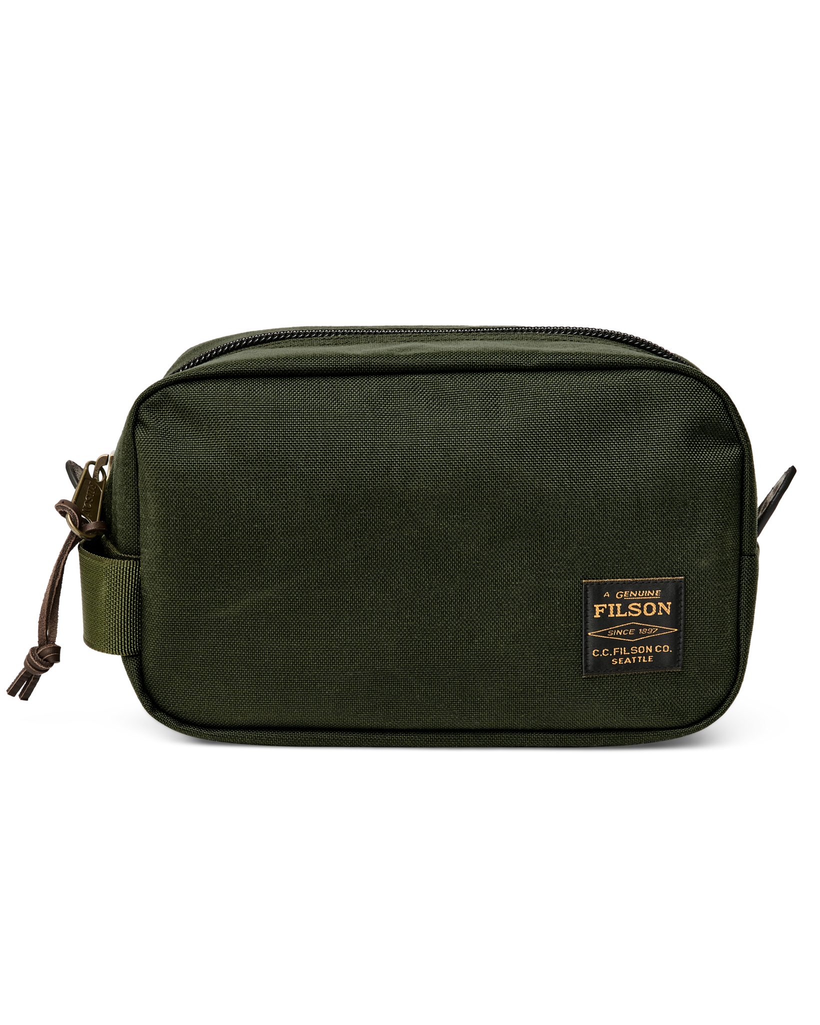 Front-facing image of the Filson Dryden Travel Pack - Otter Green