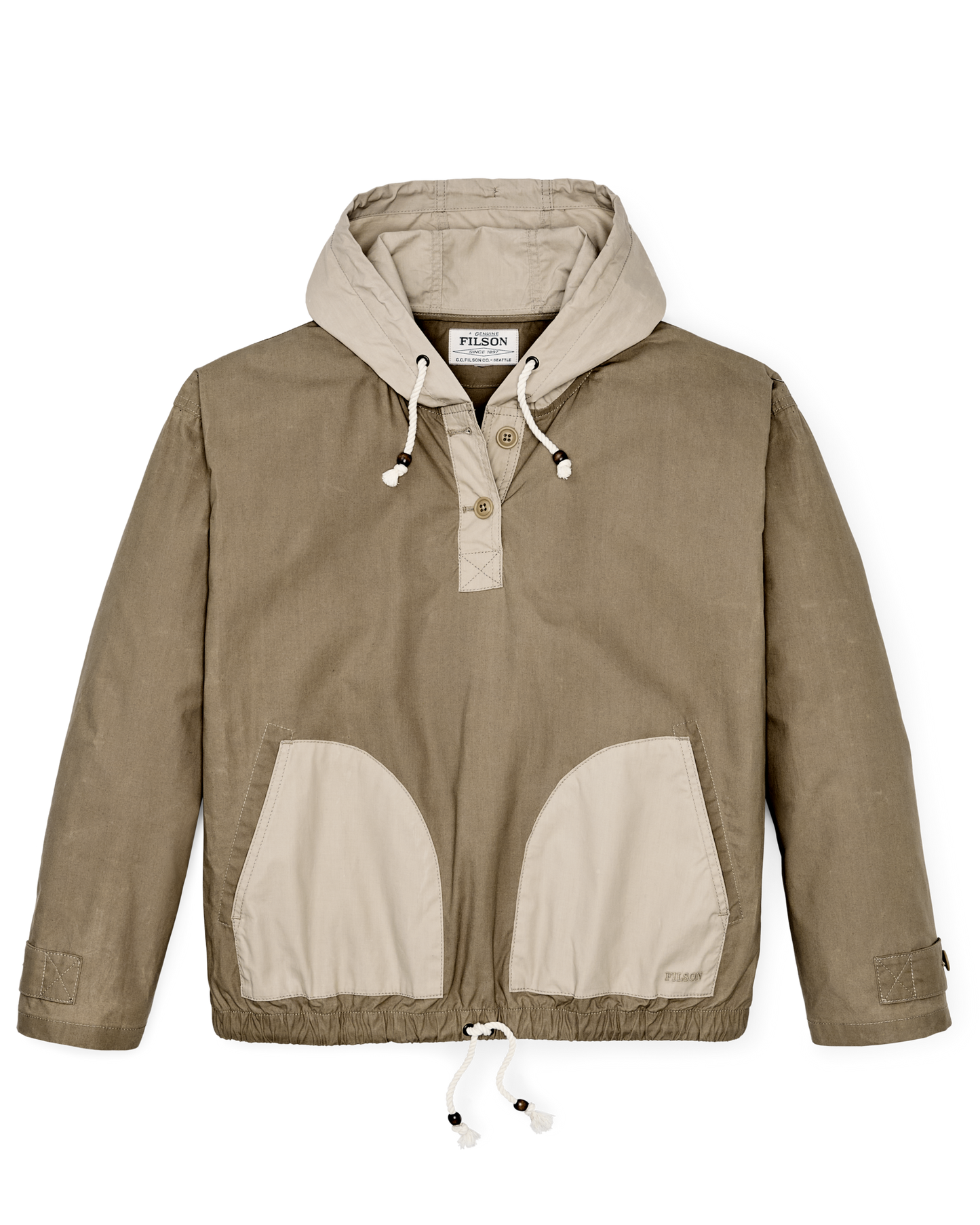 Women's Dry Wax Hooded Popover - Khaki / Quail Tan