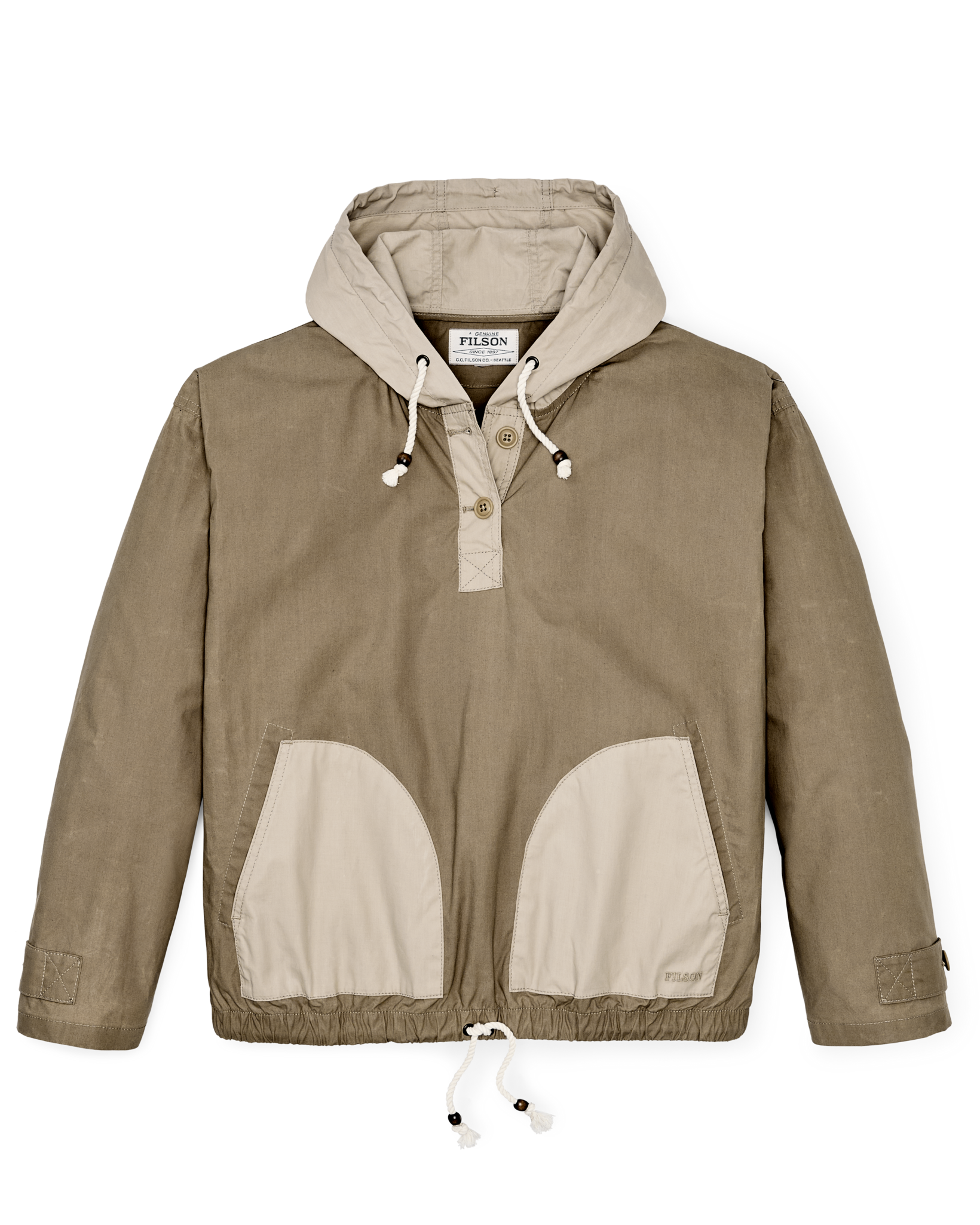 Women's Dry Wax Hooded Popover - Khaki / Quail Tan