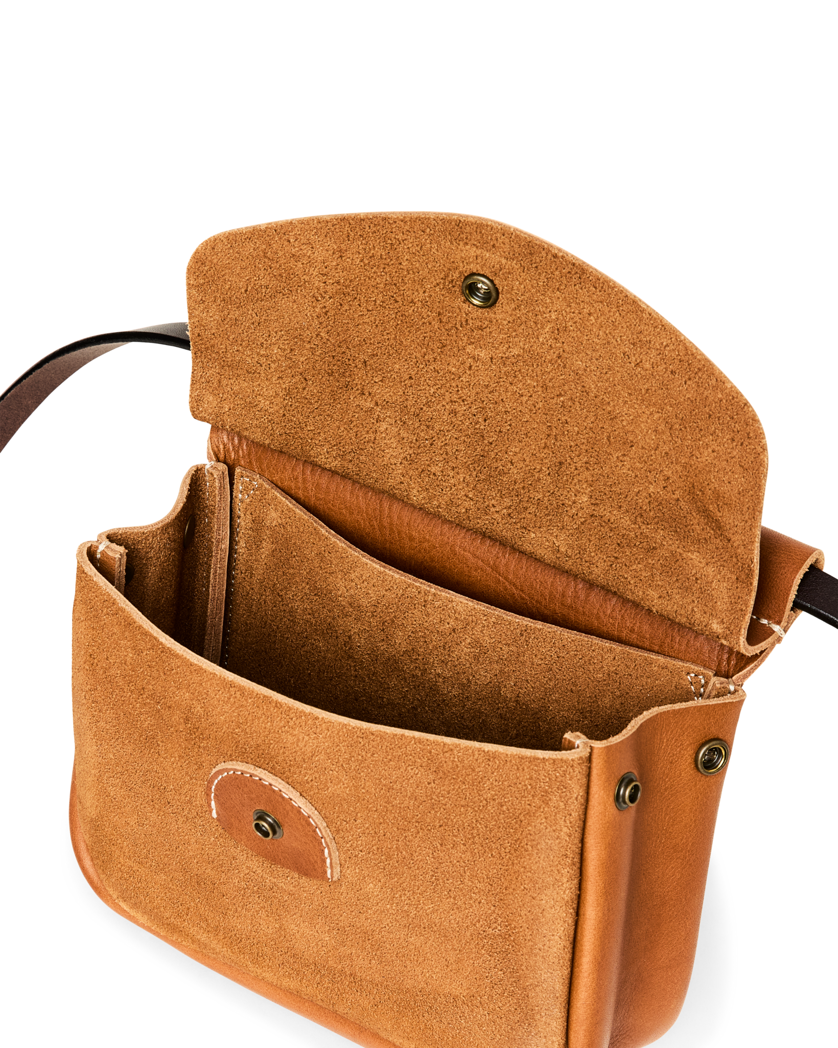 Suede Leather Convertible Field Bag - Saddle Brown