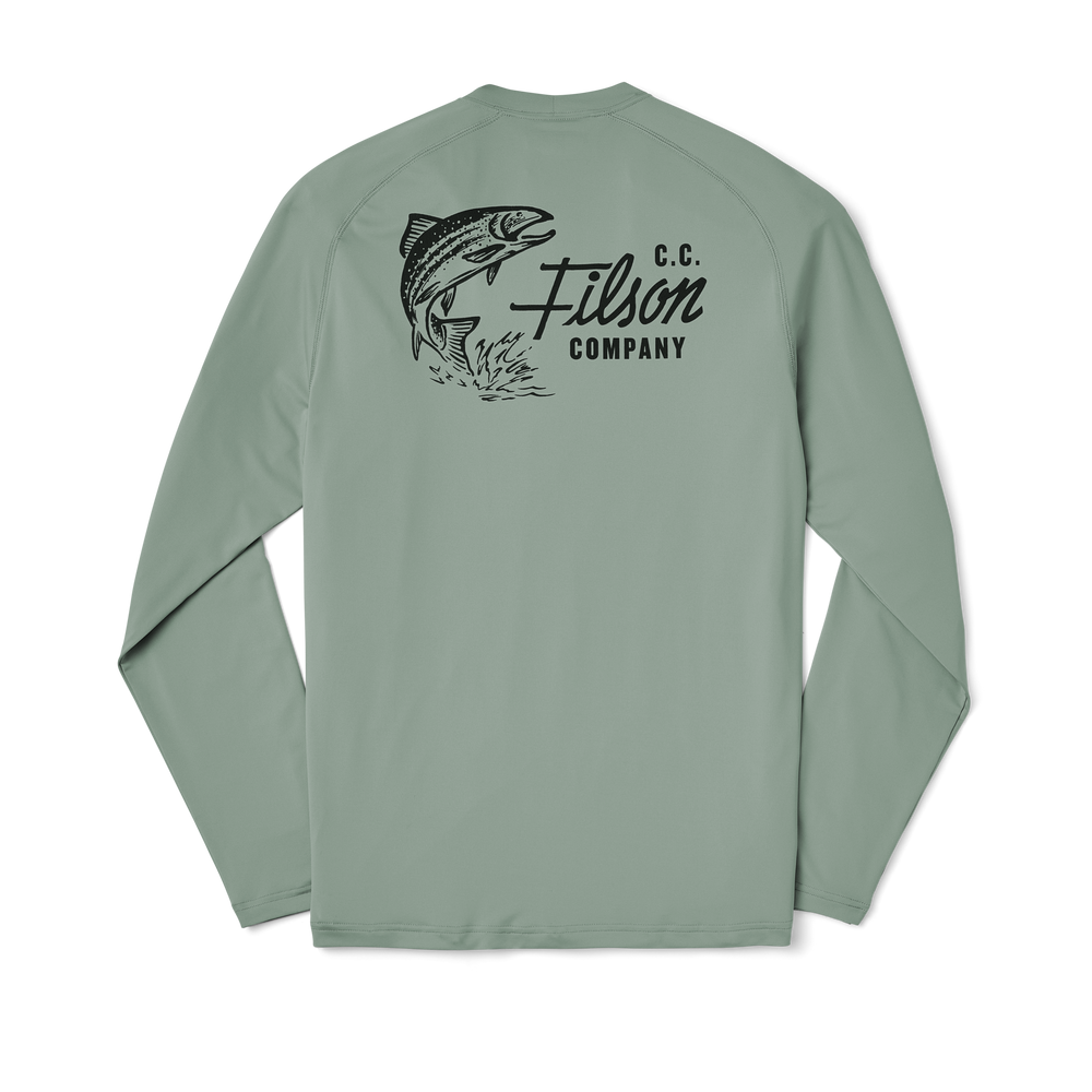 Alternate view of the Filson Long Sleeve Barrier T-shirt - Desert Sage (trout Rising)