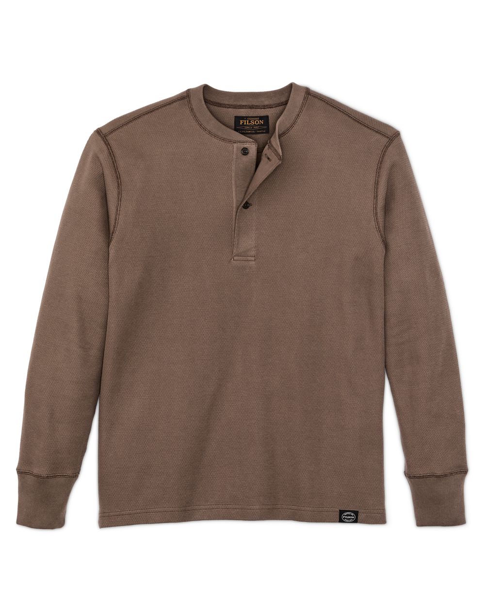 Waffle Knit Henley - Brown