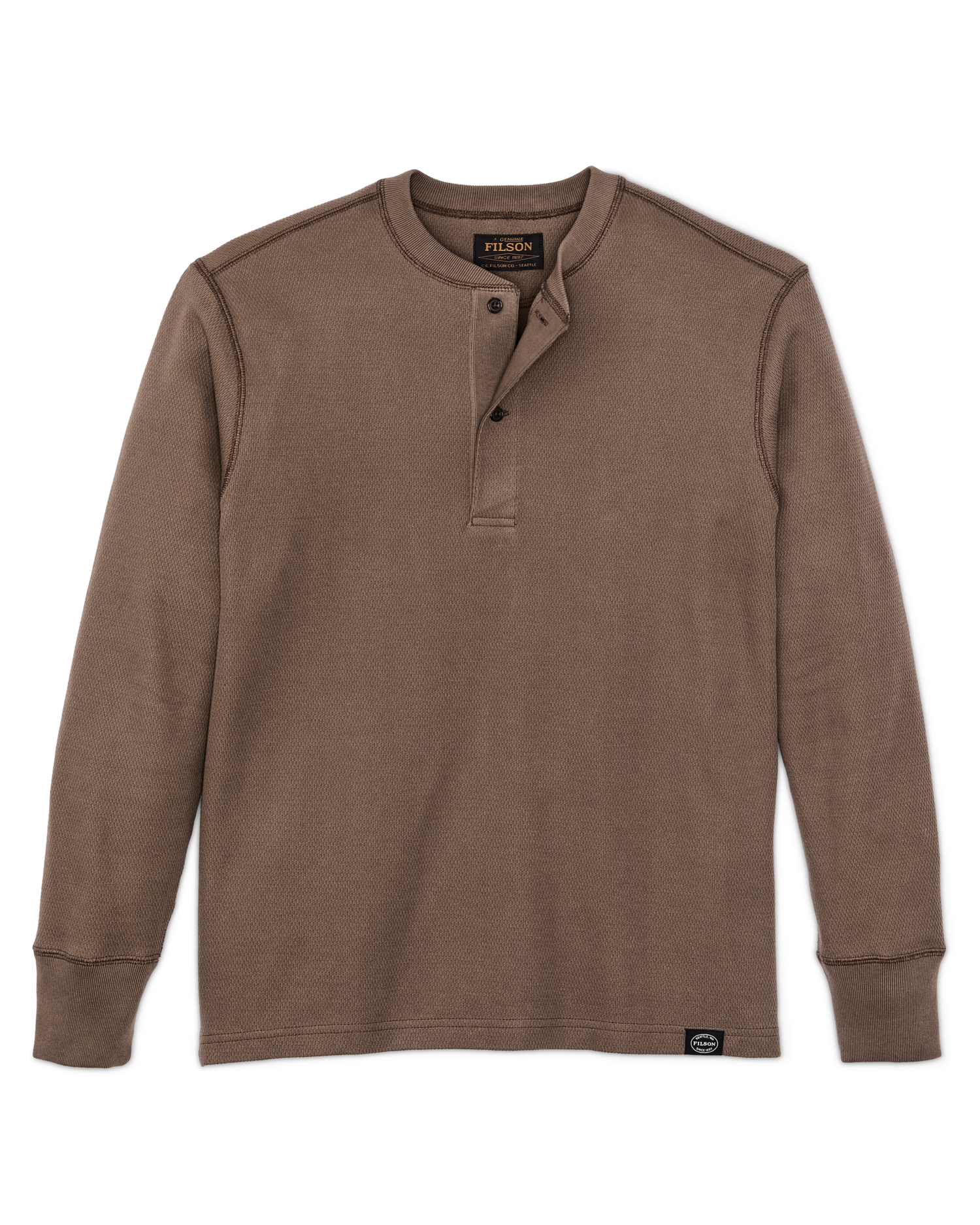 Waffle Knit Henley - Brown