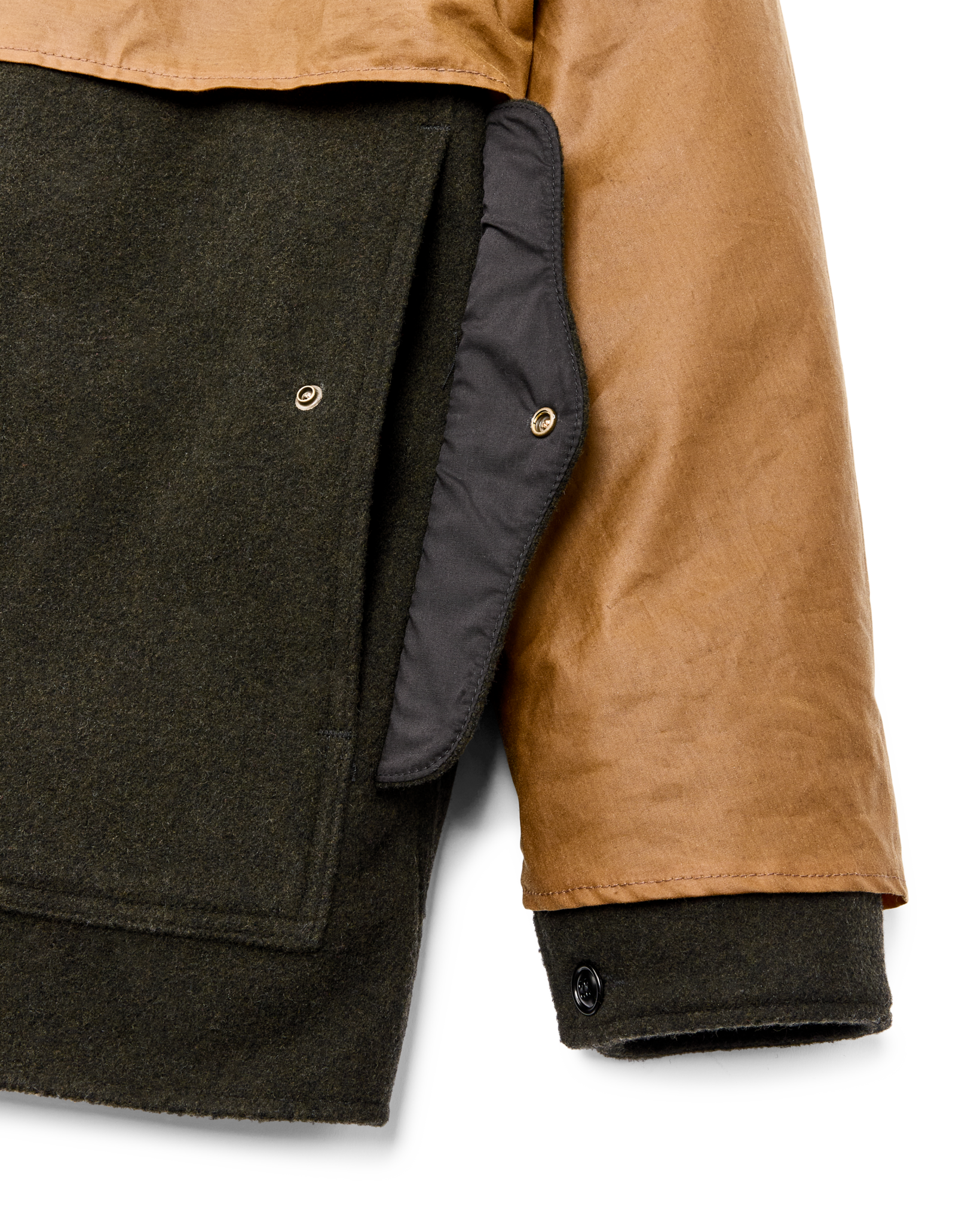 Mackinaw Wool Caped Cruiser Jacket - Peat Black / Dark Tan