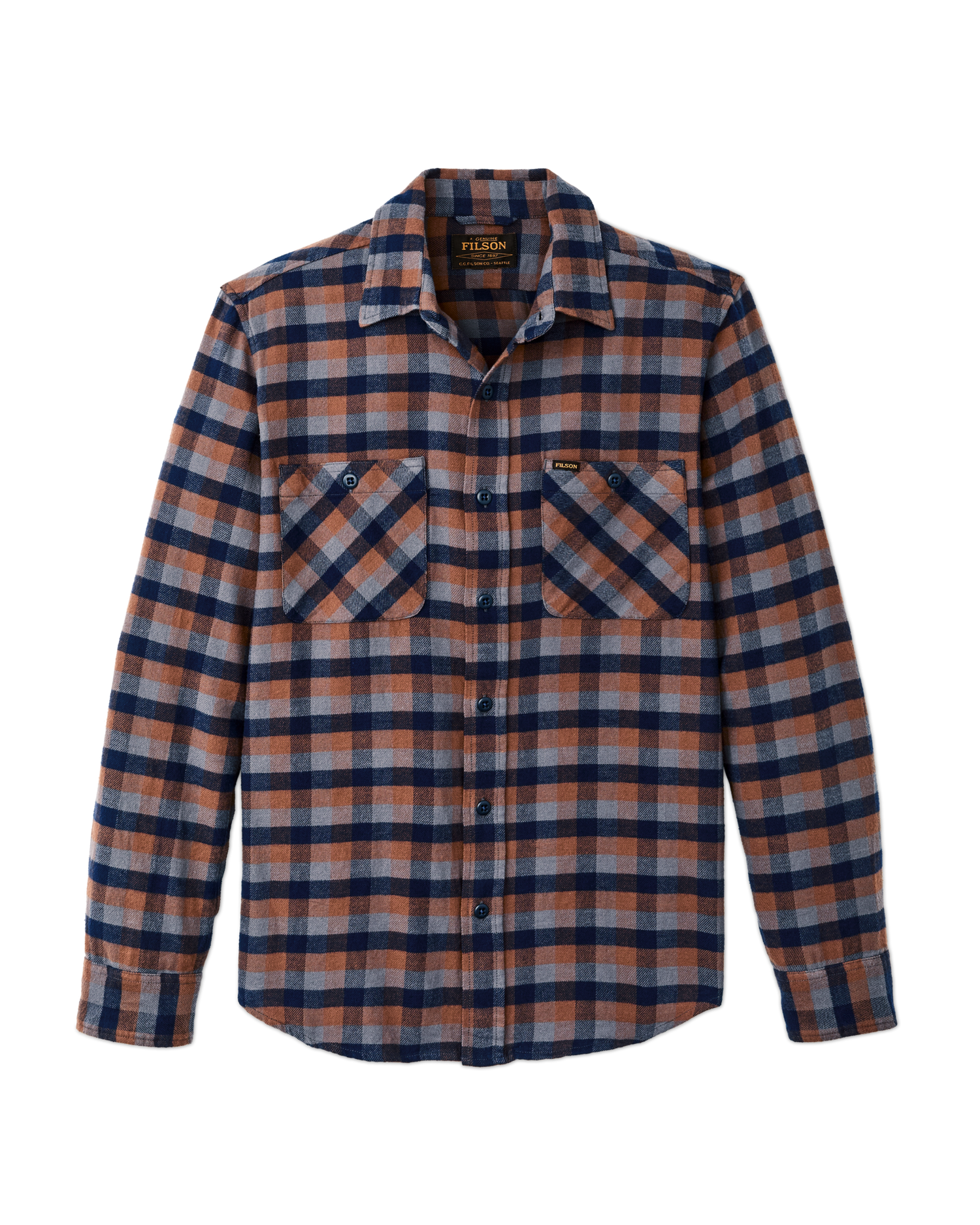 The Rangeland Flannel Shirt - Navy / Orange / Multi Check