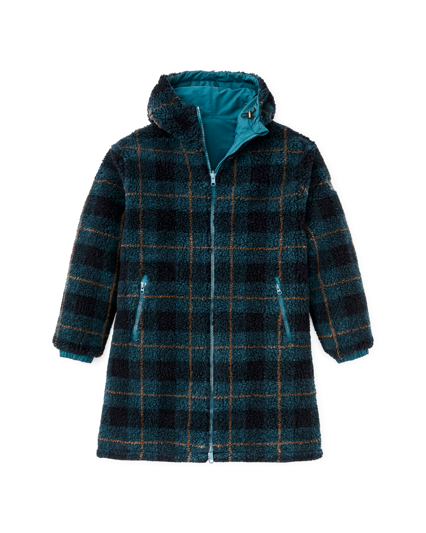 Women's Reversible Woolly Fleece Coat - Dark Teal