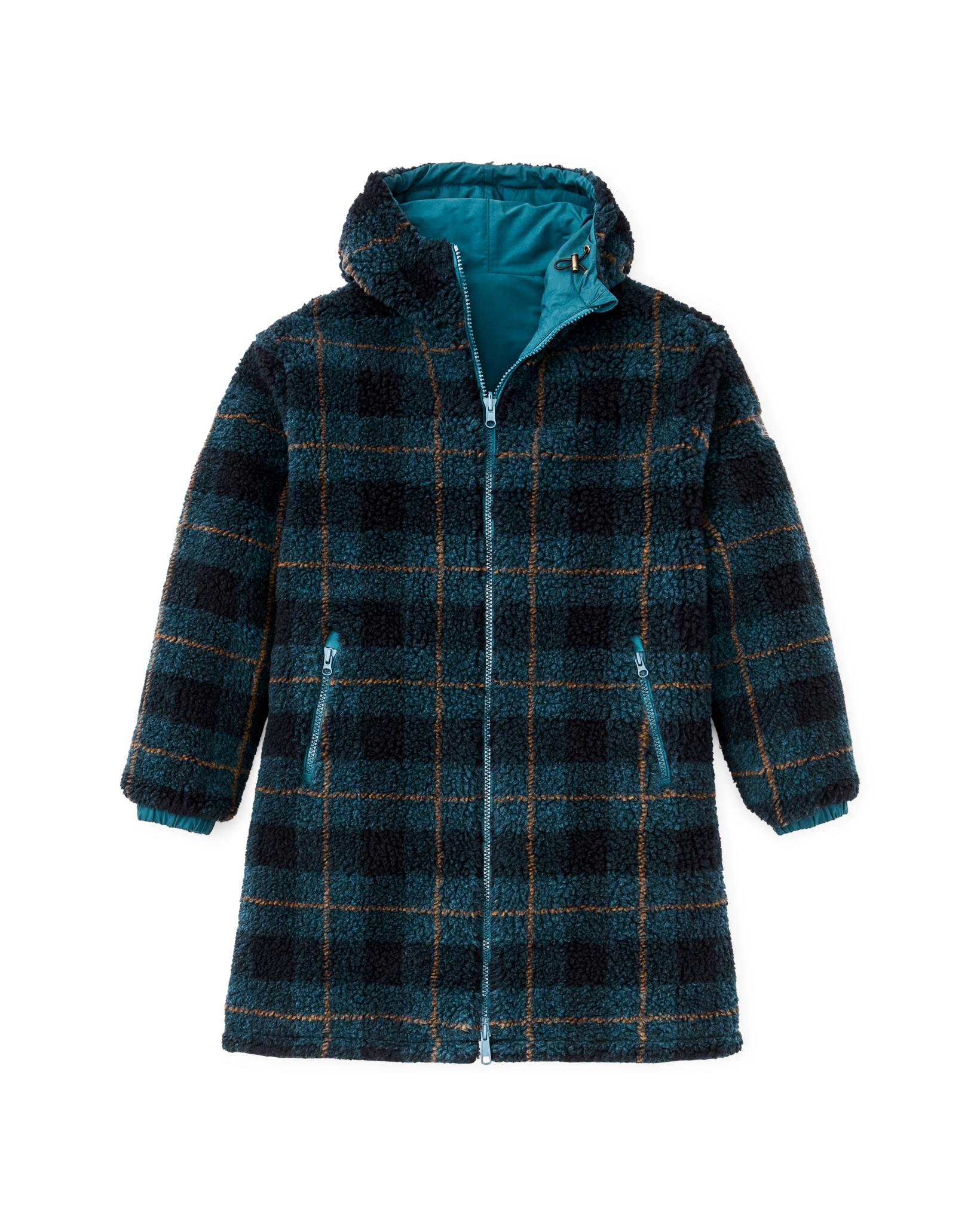 Women's Reversible Woolly Fleece Coat - Dark Teal