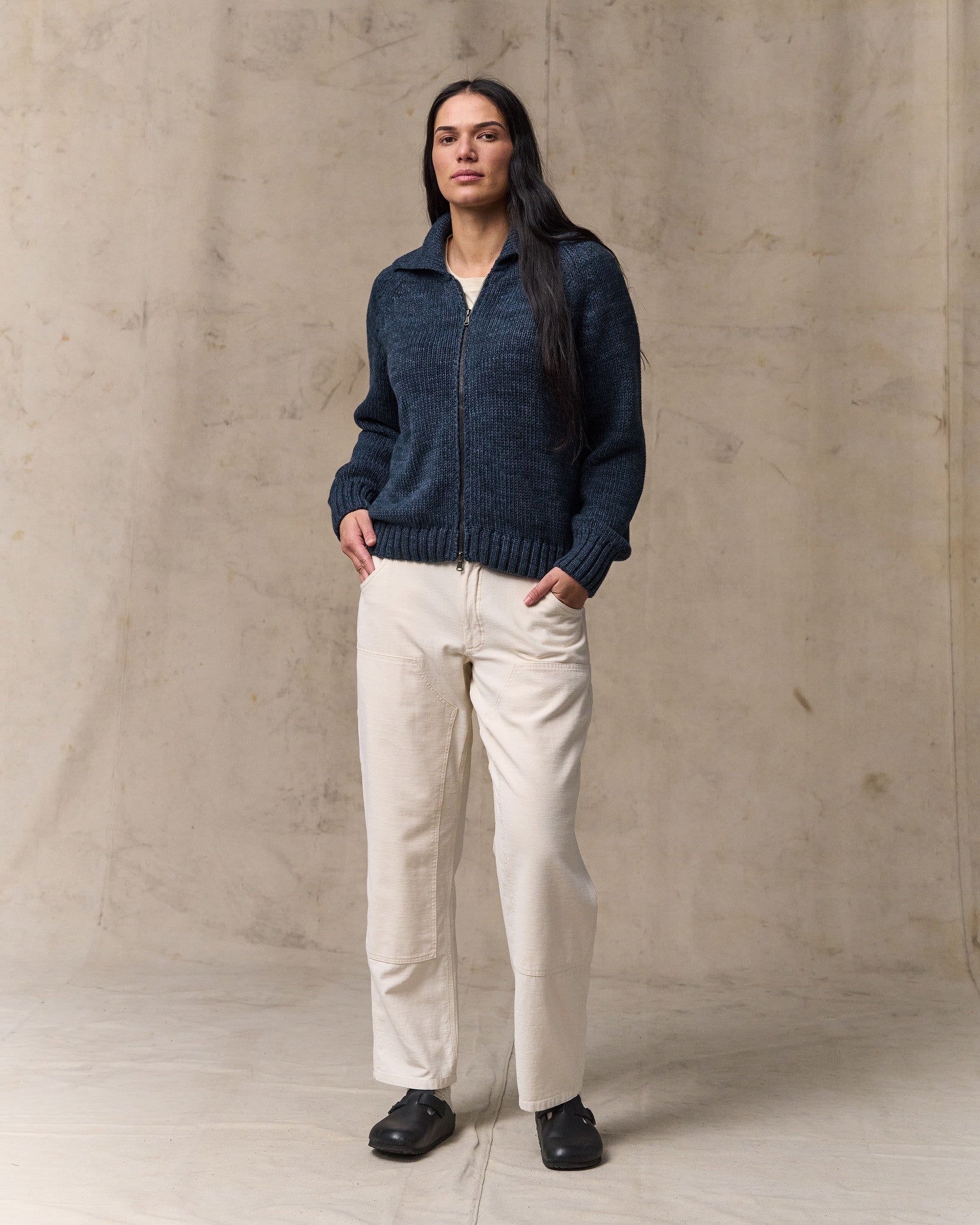 Women's Cotton Full-zip Cardigan - Navy / Marl | Filson