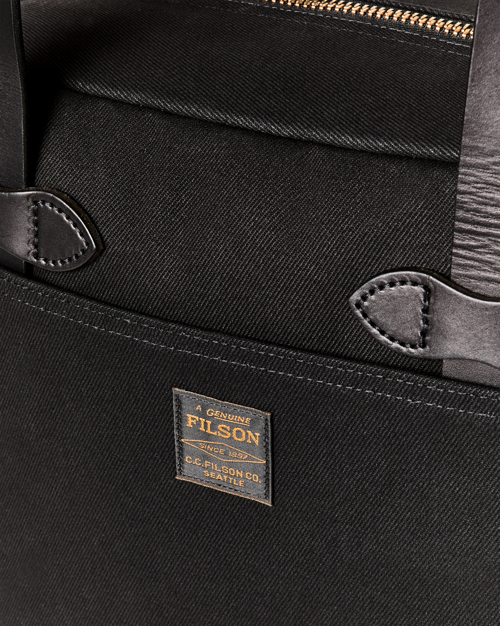 Rugged Twill Zipper Tote Bag - Black | Filson Rugged Twill Zipper Tote Bag - Black | Filson