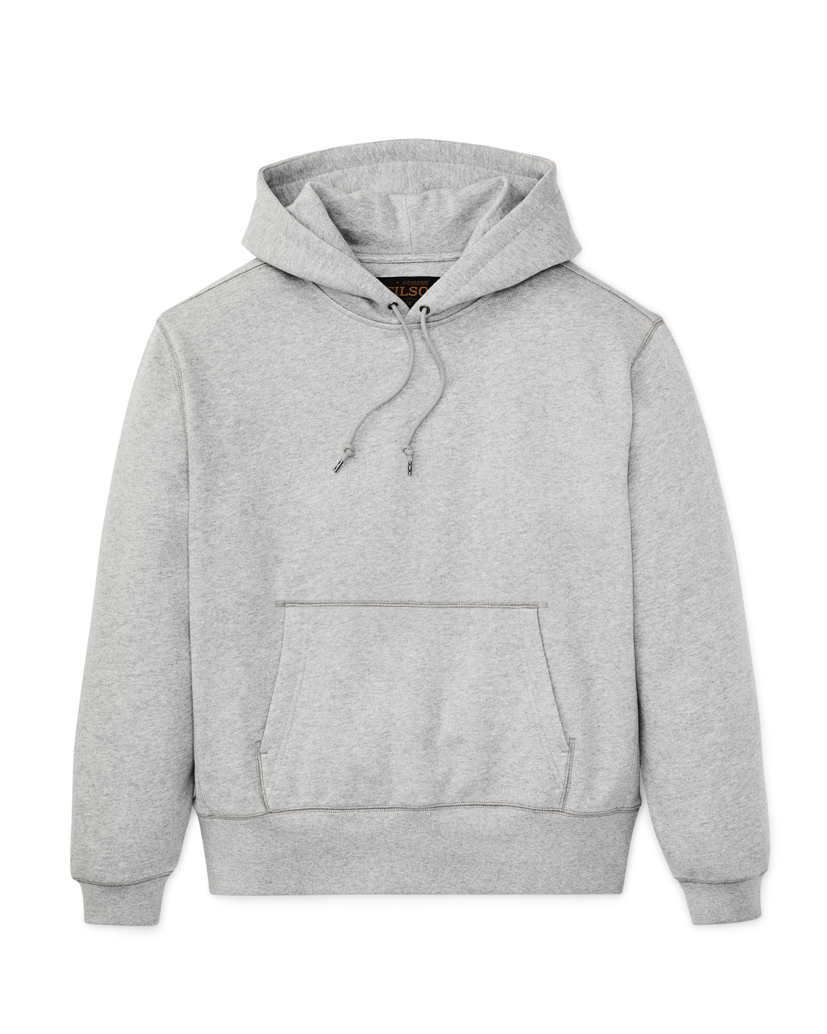 Front-facing image of the Filson 14-oz. Heritage Fleece Hoodie - Gray Heather