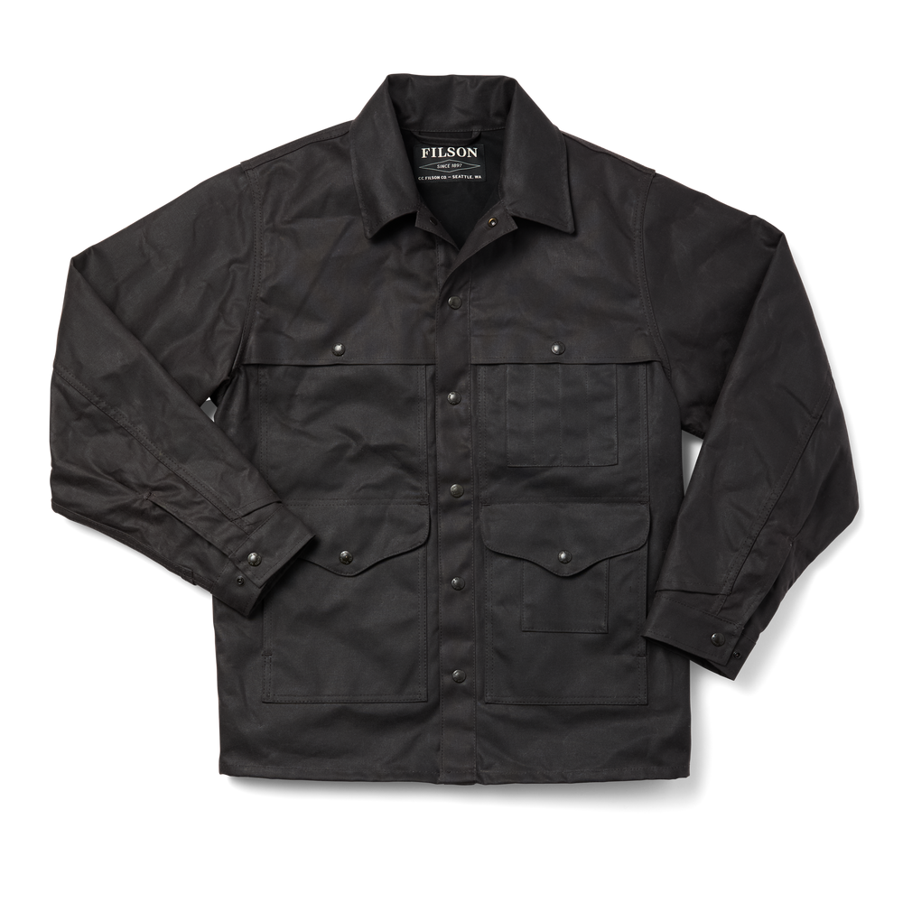 Front-facing image of the Filson Lined Tin Cloth Cruiser Jacket - Cinder