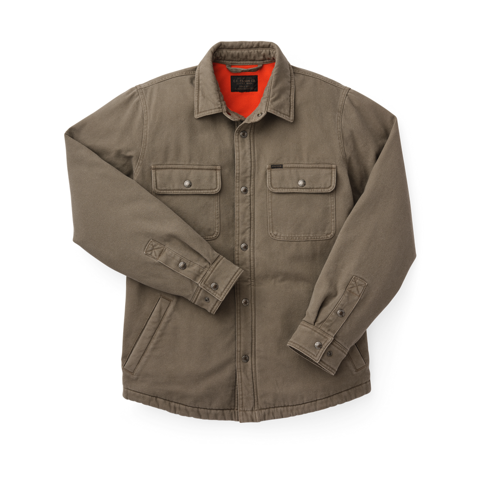 Front-facing image of the Filson Fleece Lined Jac-shirt - Light Olive