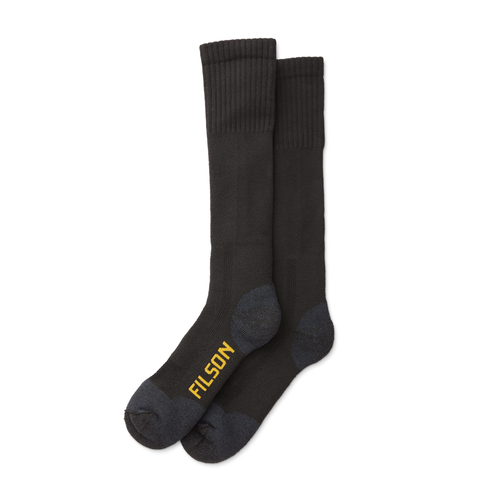 Front-facing image of the Filson Midweight Technical Boot Socks - Black