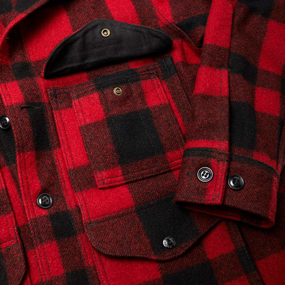 Alternate view of the Filson Filson Hockey Mackinaw Wool Cruiser - Red / Black Plaid