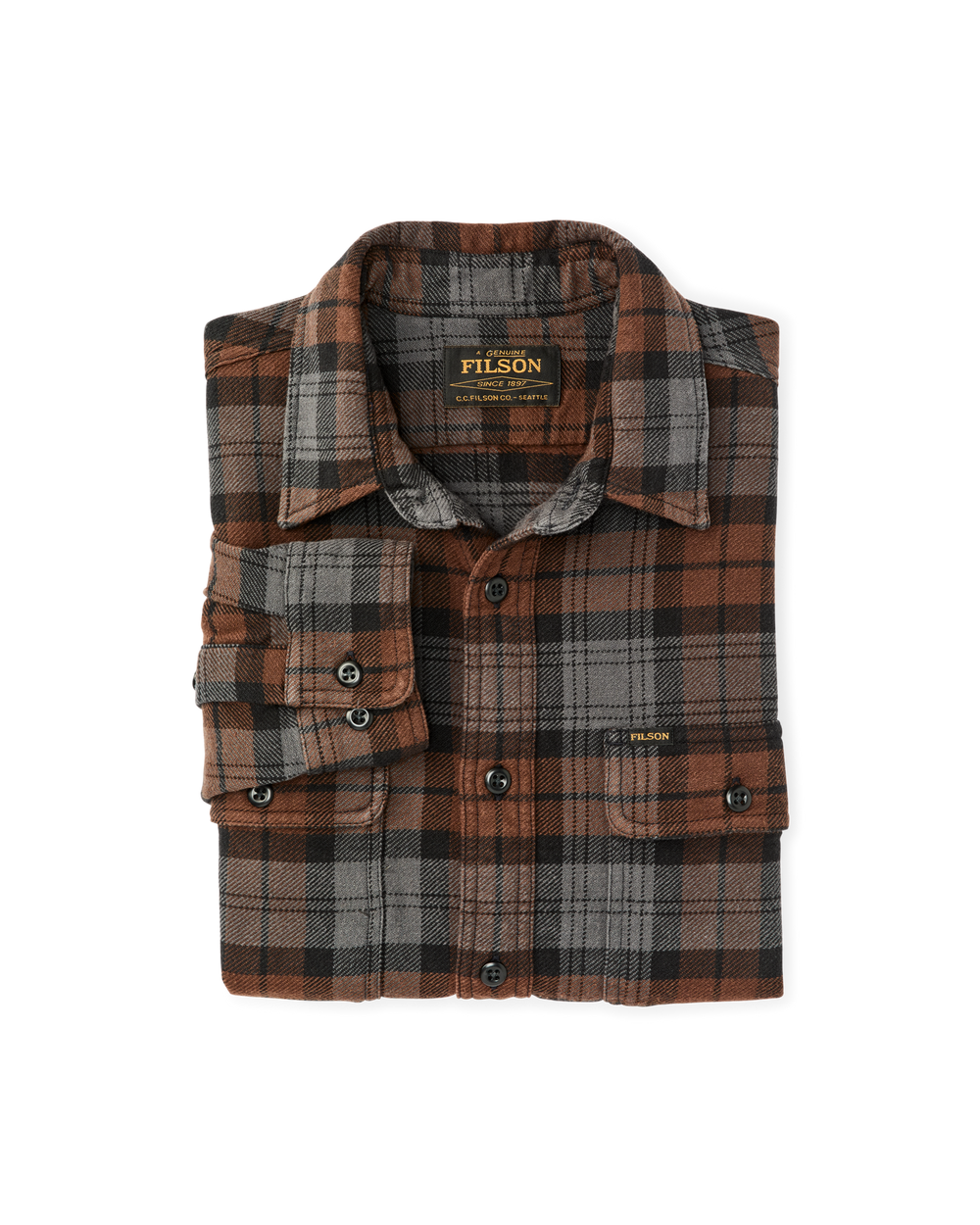 Vintage Flannel Work Shirt - Brown / Charcoal Plaid