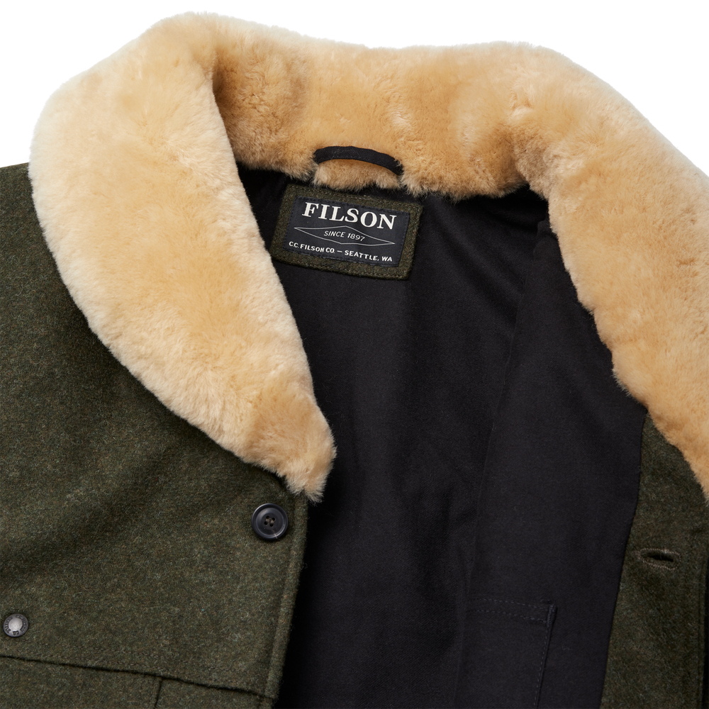 Alternate view of the Filson Lined Mackinaw Wool Packer Coat - Forest Green