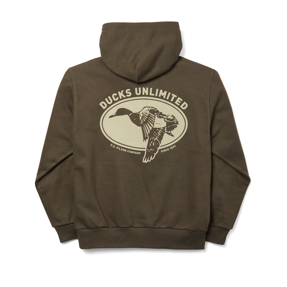 Alternate view of the Filson Ducks Unlimited Prospector Graphic Hoodie - Root / Du Shield