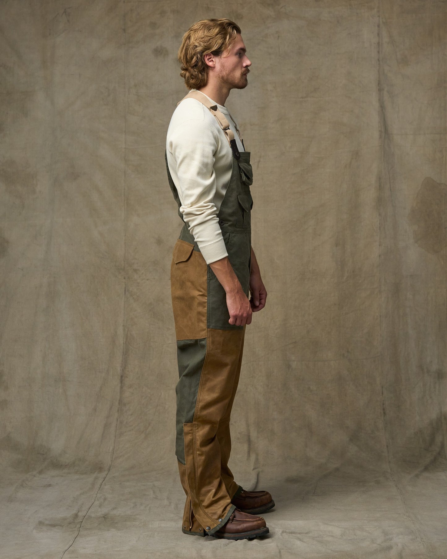 Double Hunting Bibs With Zipper - Otter Green / Dark Tan