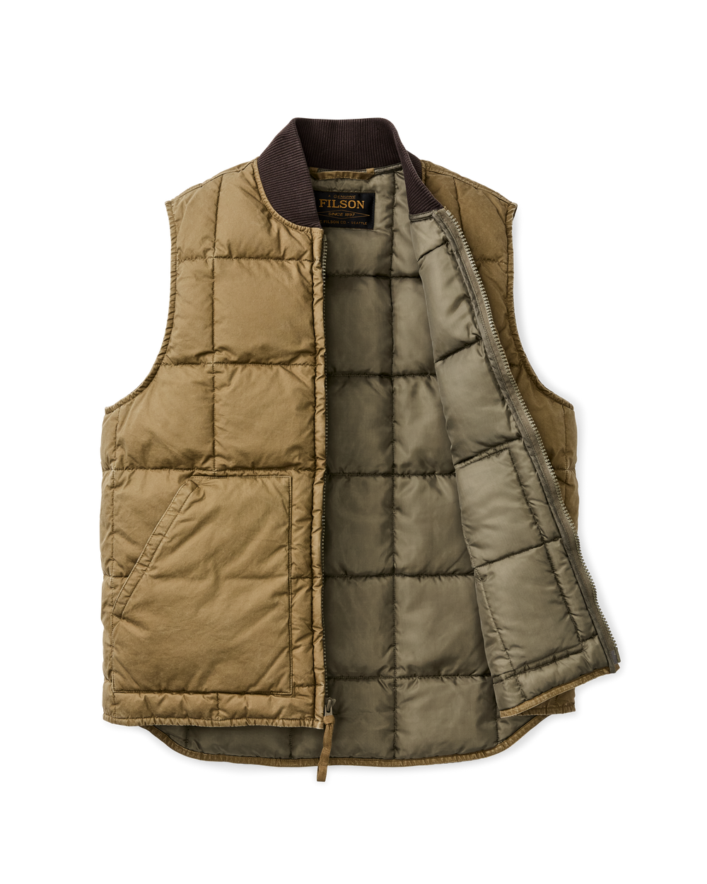 Heritage Cotton Down Vest - Light Brown