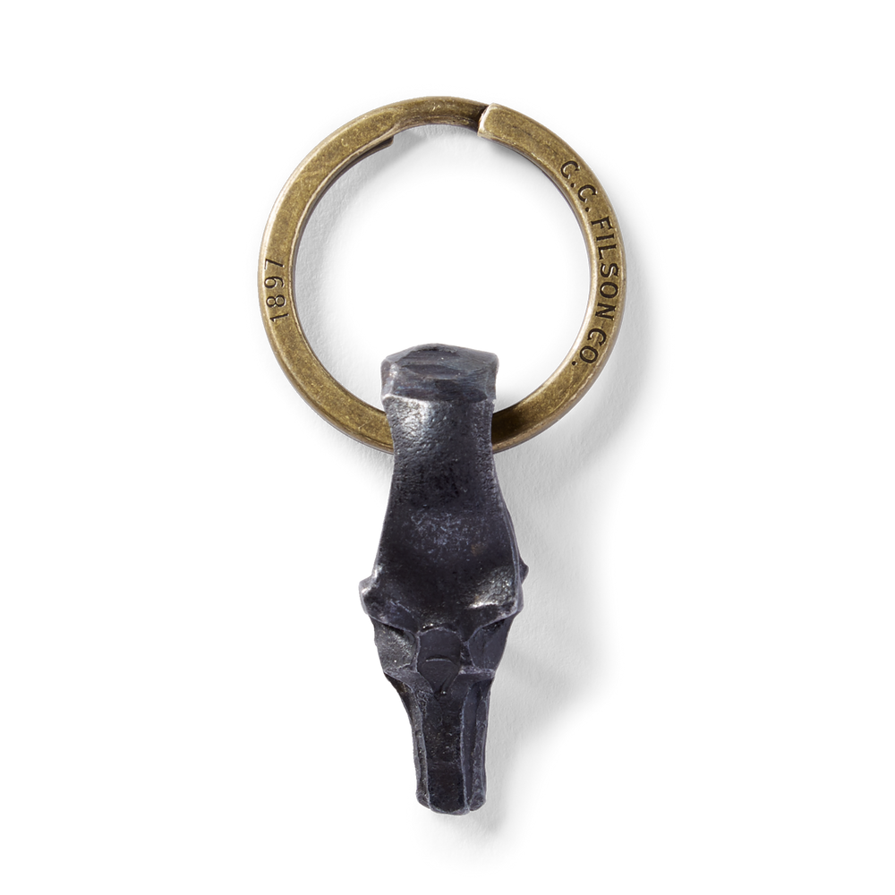 Alternate view of the Filson Wolf Head Short Key Fob - Steel
