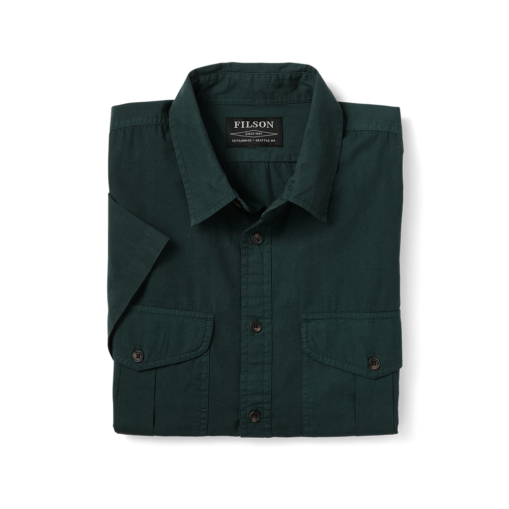 Alternate view of the Filson Filson's Washed Short Sleeve Feather Cloth Shirt - Treeline